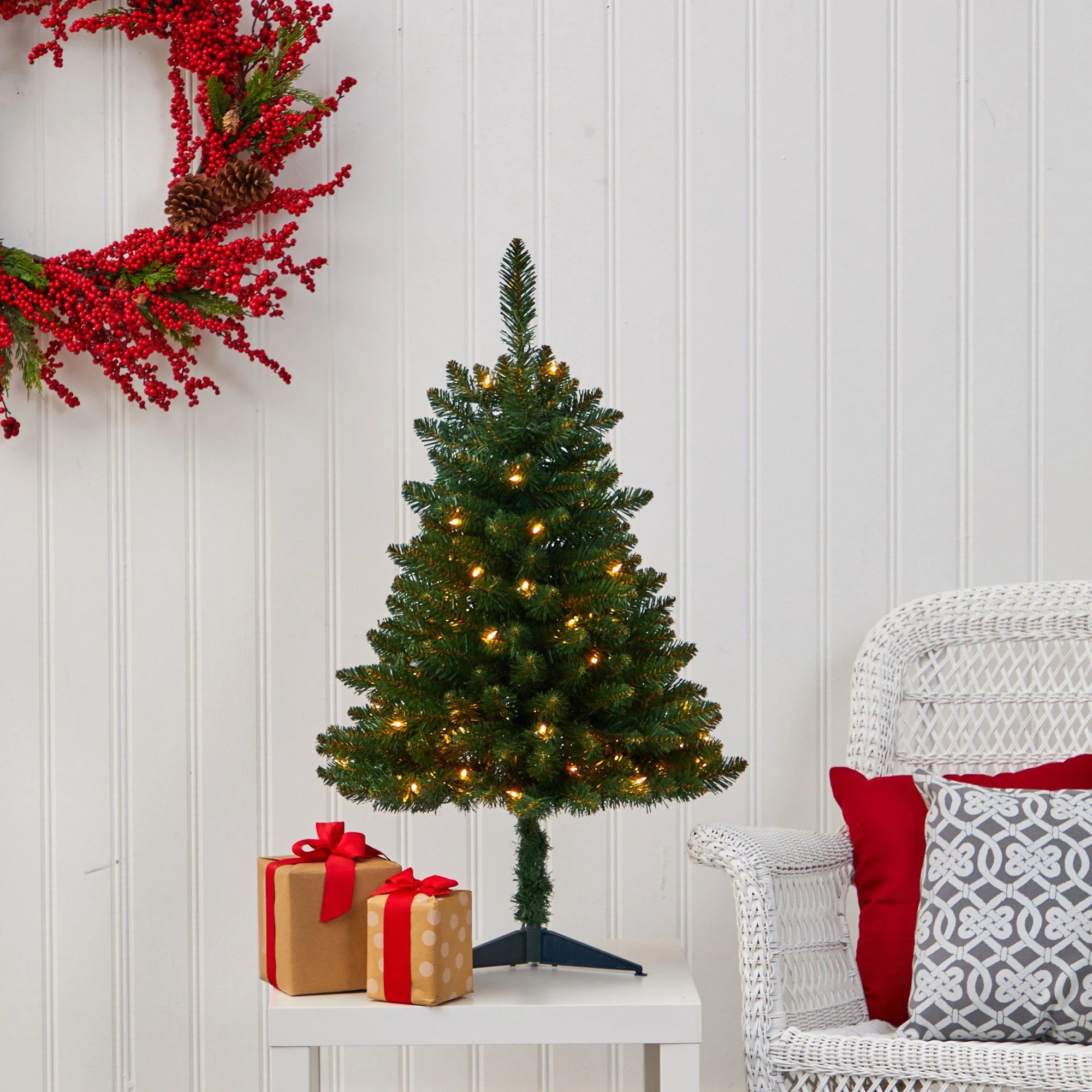 3’ Northern Rocky Spruce Artificial Christmas Tree with 50 Clear Lights and 154 Bendable Branches - Image 2