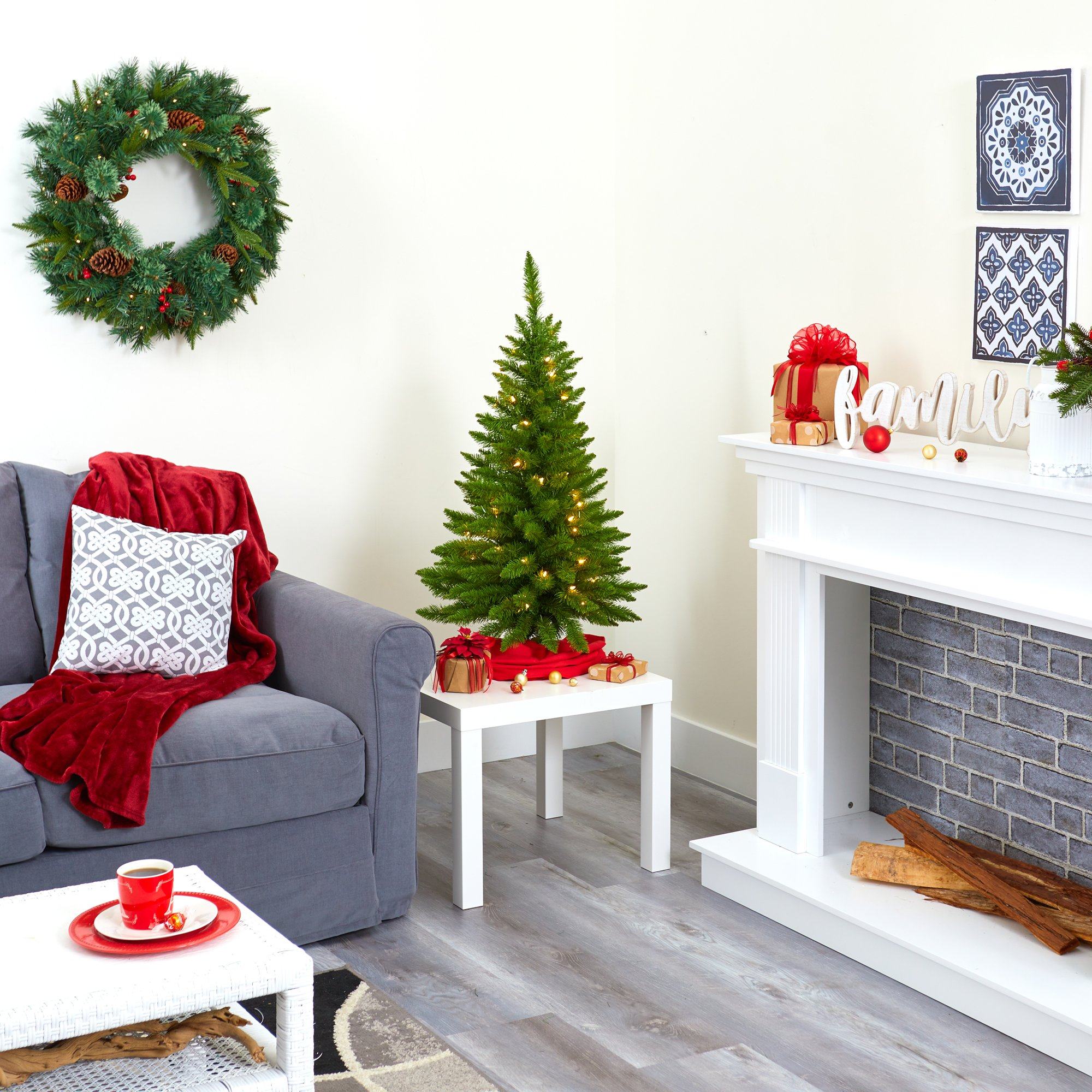 3’ Providence Pine Artificial Christmas Tree with 50 Warm White Lights and 143 Bendable Branches - Image 10