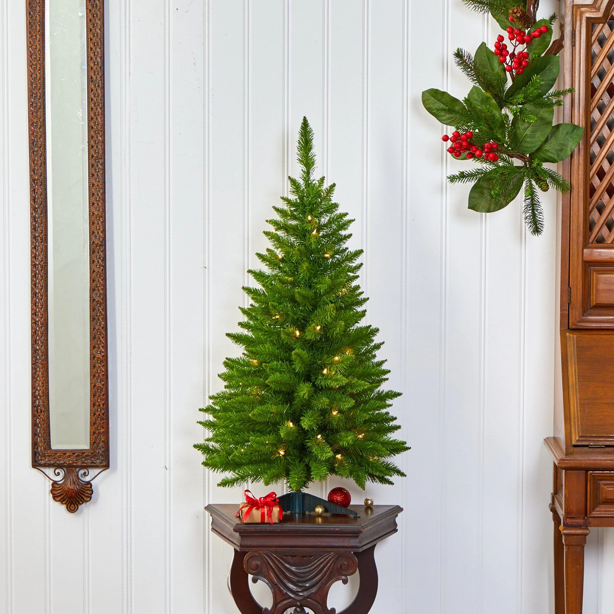3’ Providence Pine Artificial Christmas Tree with 50 Warm White Lights and 143 Bendable Branches - Image 8