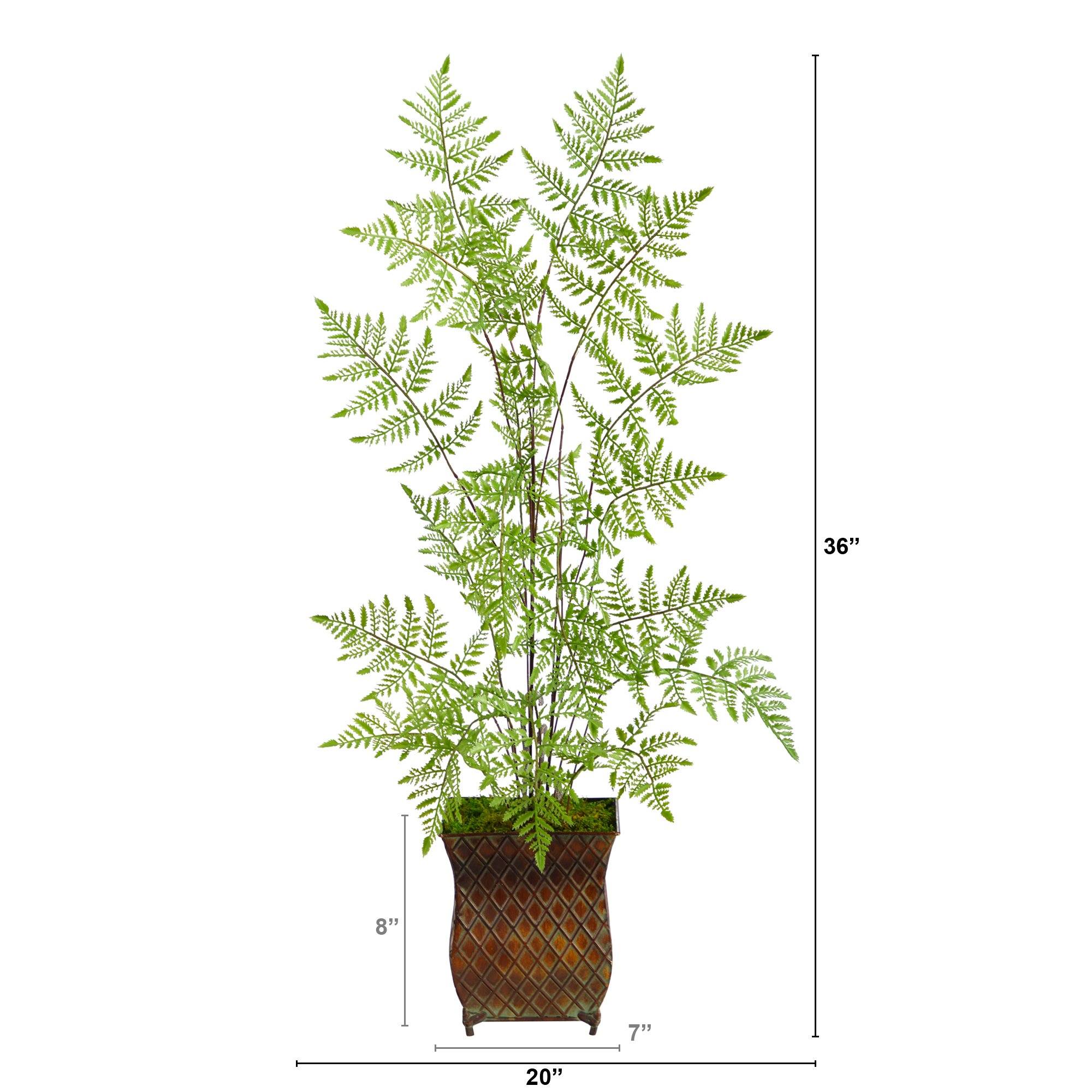 3’ Ruffle Fern Artificial Tree in Metal Planter - Image 2