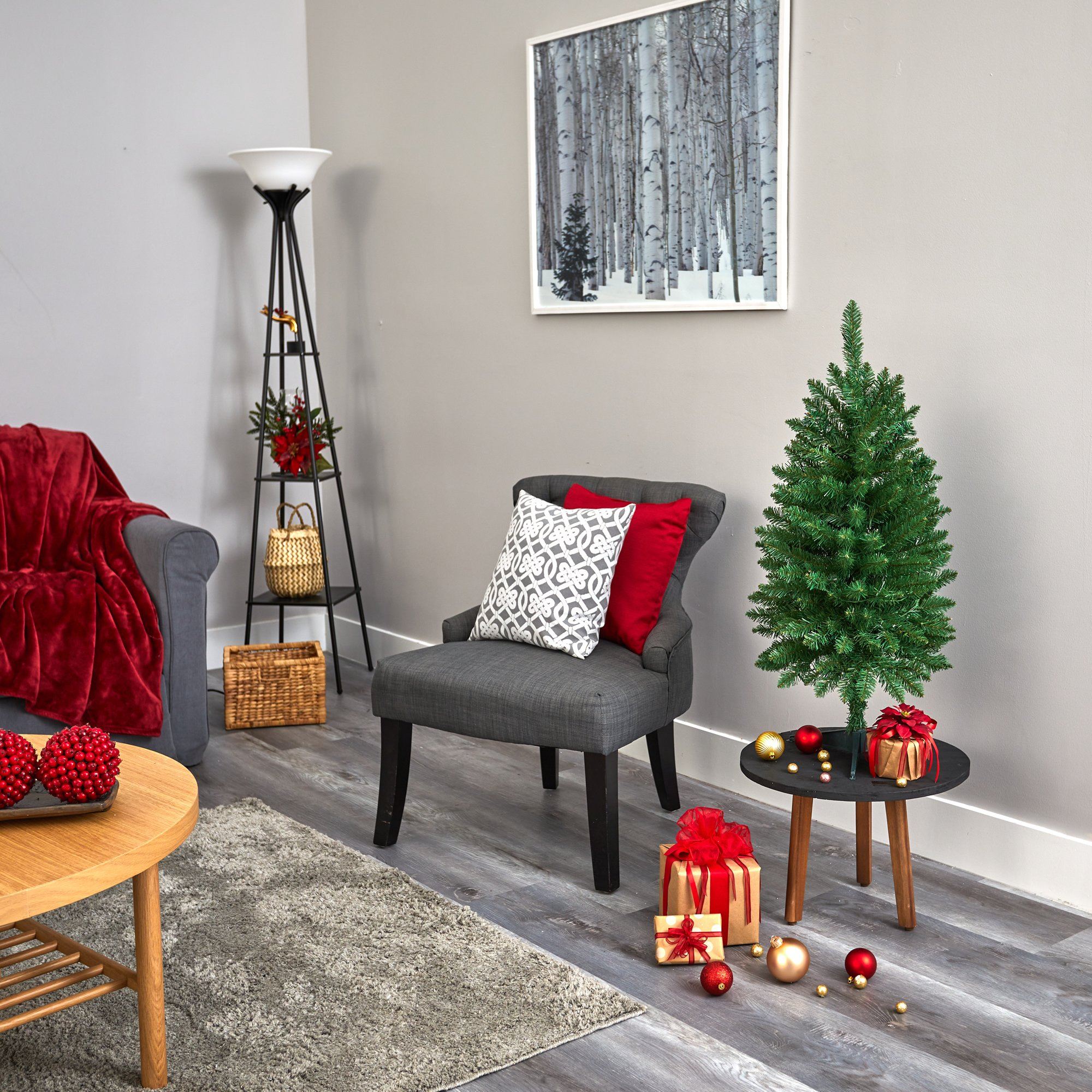 3’ Slim Green Mountain Pine Artificial Christmas Tree with 50 Clear LED Lights - Image 5