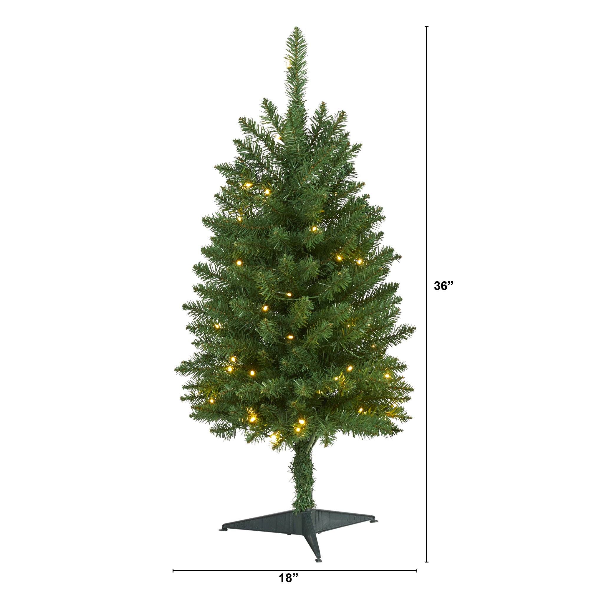 3’ Slim Green Mountain Pine Artificial Christmas Tree with 50 Clear LED Lights - Image 6