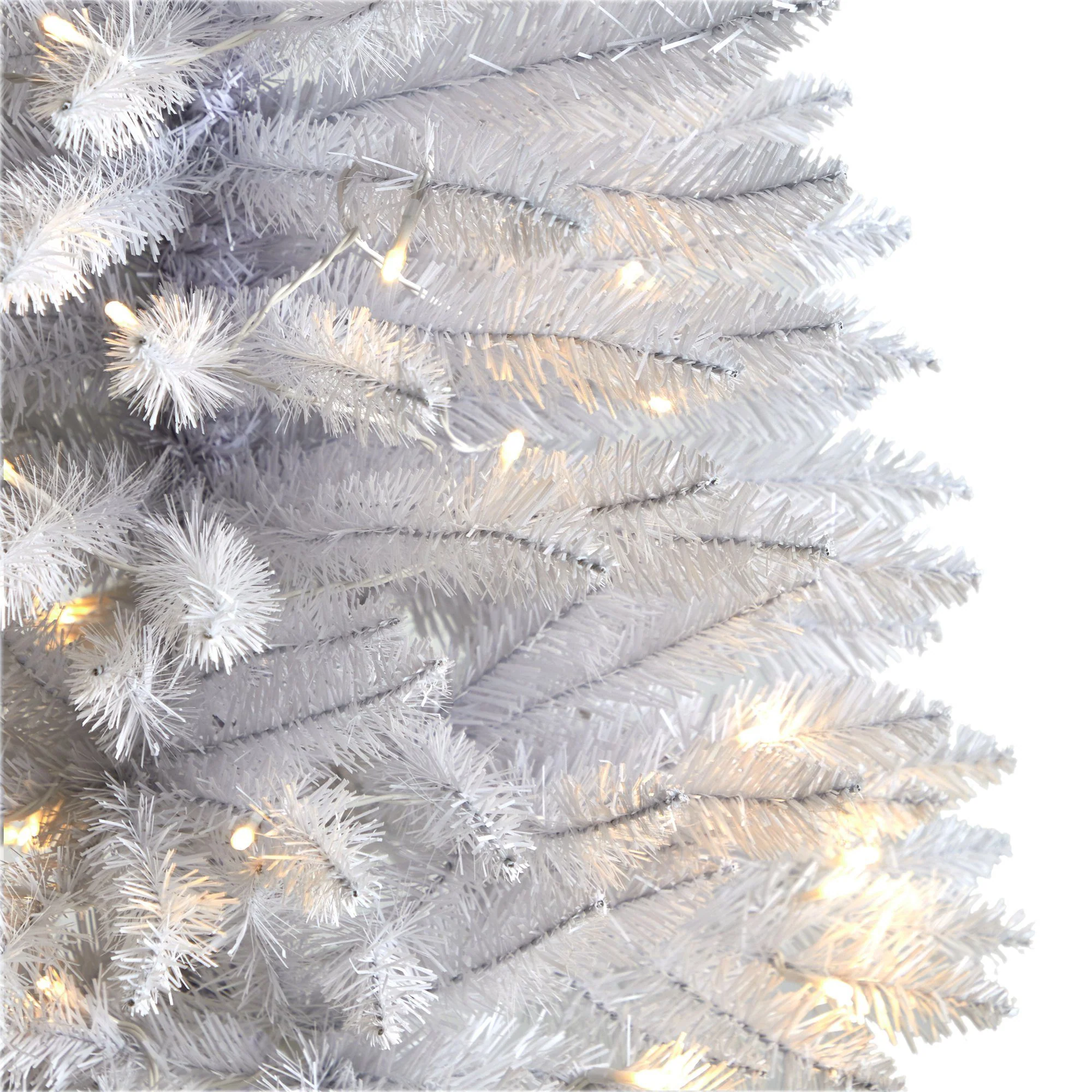 3’ Slim White Artificial Christmas Tree with 50 Warm White LED Lights and 161 Bendable Branches - Image 4