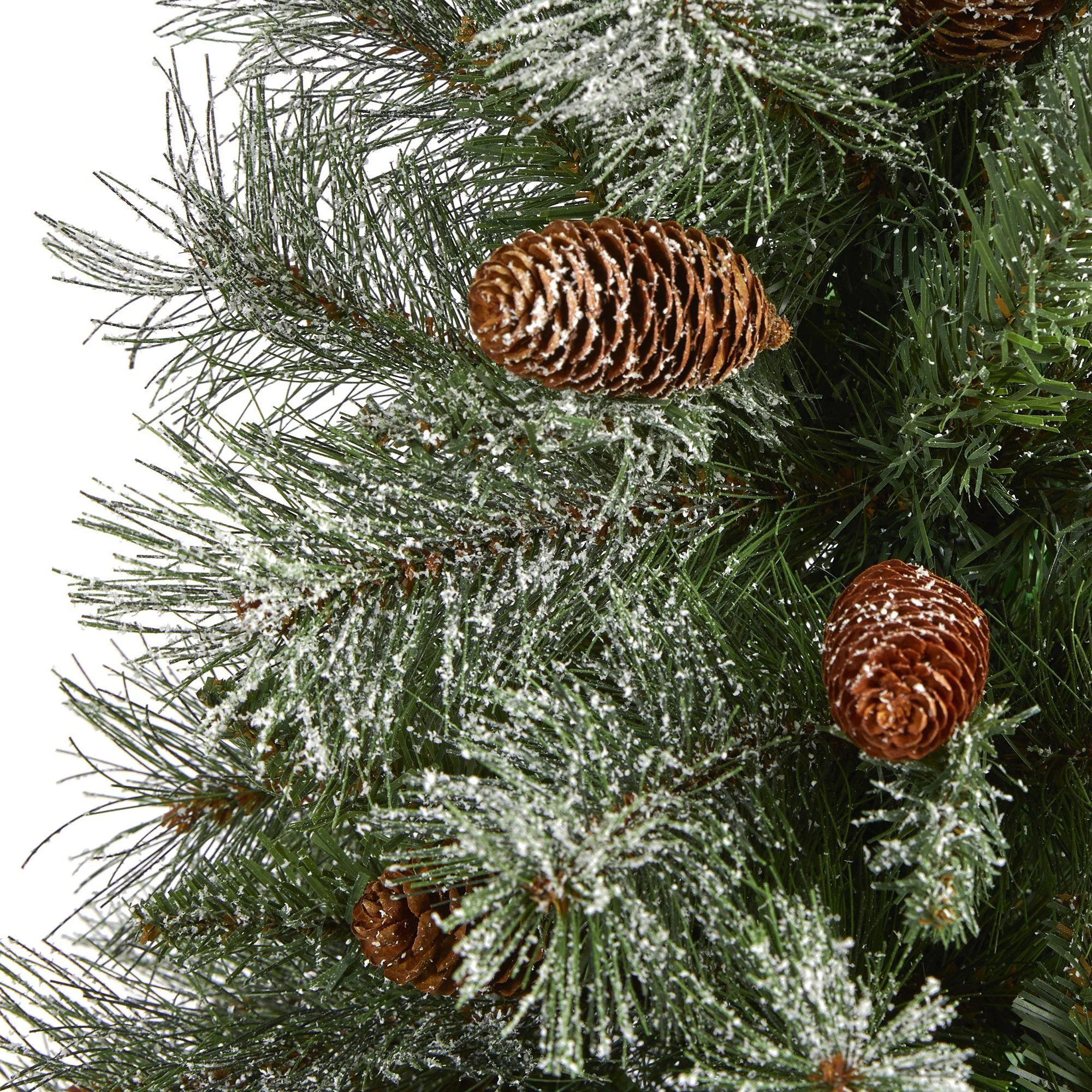3’ Snowed French Alps Mountain Pine Artificial Christmas Tree with 135 Bendable Branches and Pine Cones - Image 3