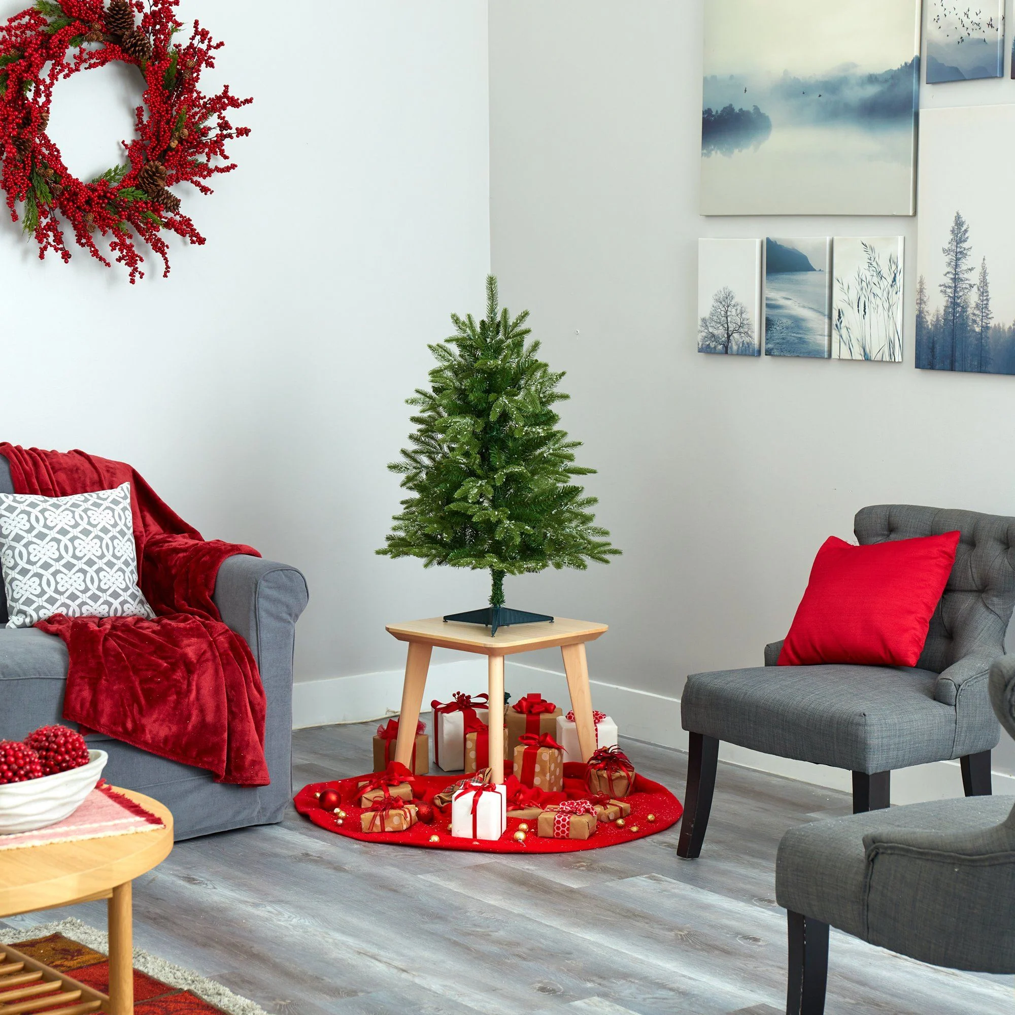 3’ Snowed Grand Teton Fir Artificial Christmas Tree with 50 Clear Lights and 111 Bendable Branches - Image 7