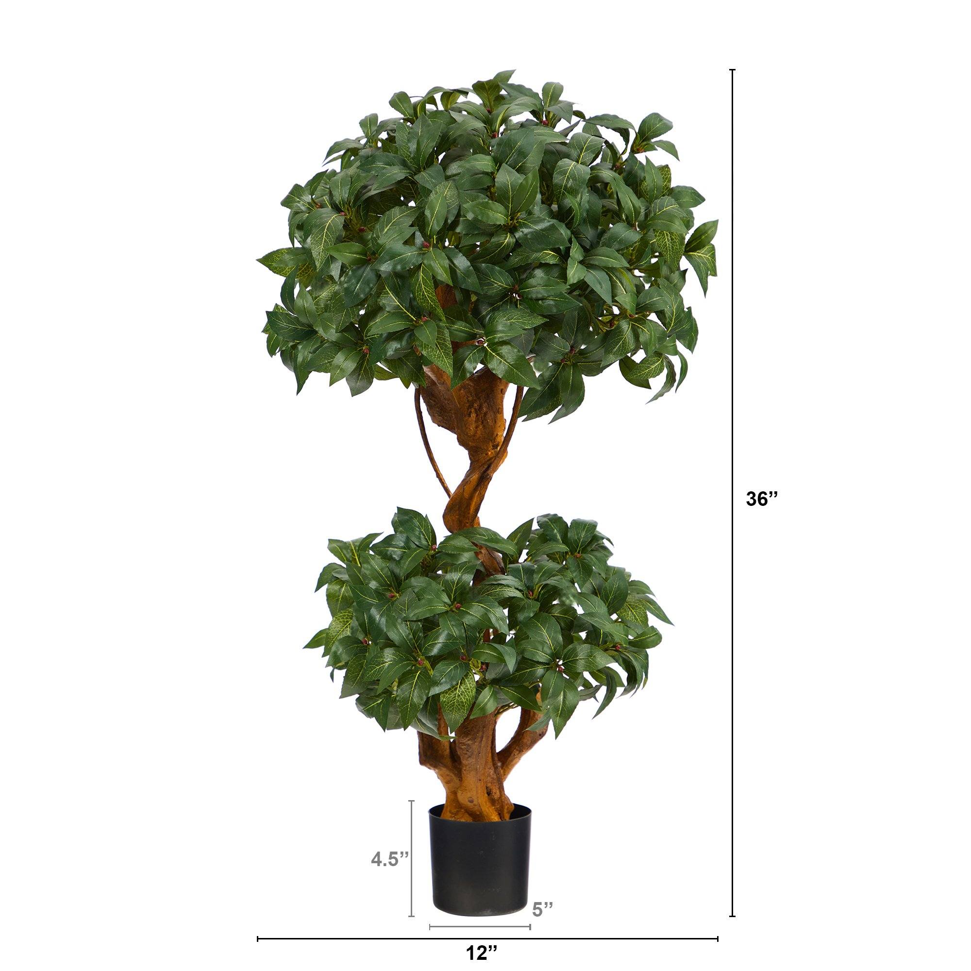 3’ Sweet Bay Double Ball Topiary Artificial Tree - Image 2