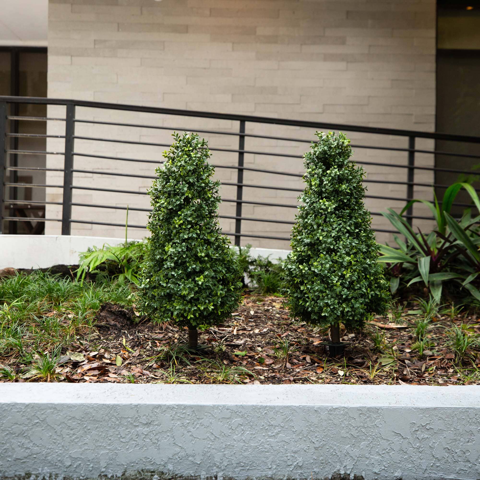 3' UV Resistant Artificial Boxwood Plant with Integrated Ground Stake (Indoor/Outdoor) - Set of 2 - Image 4