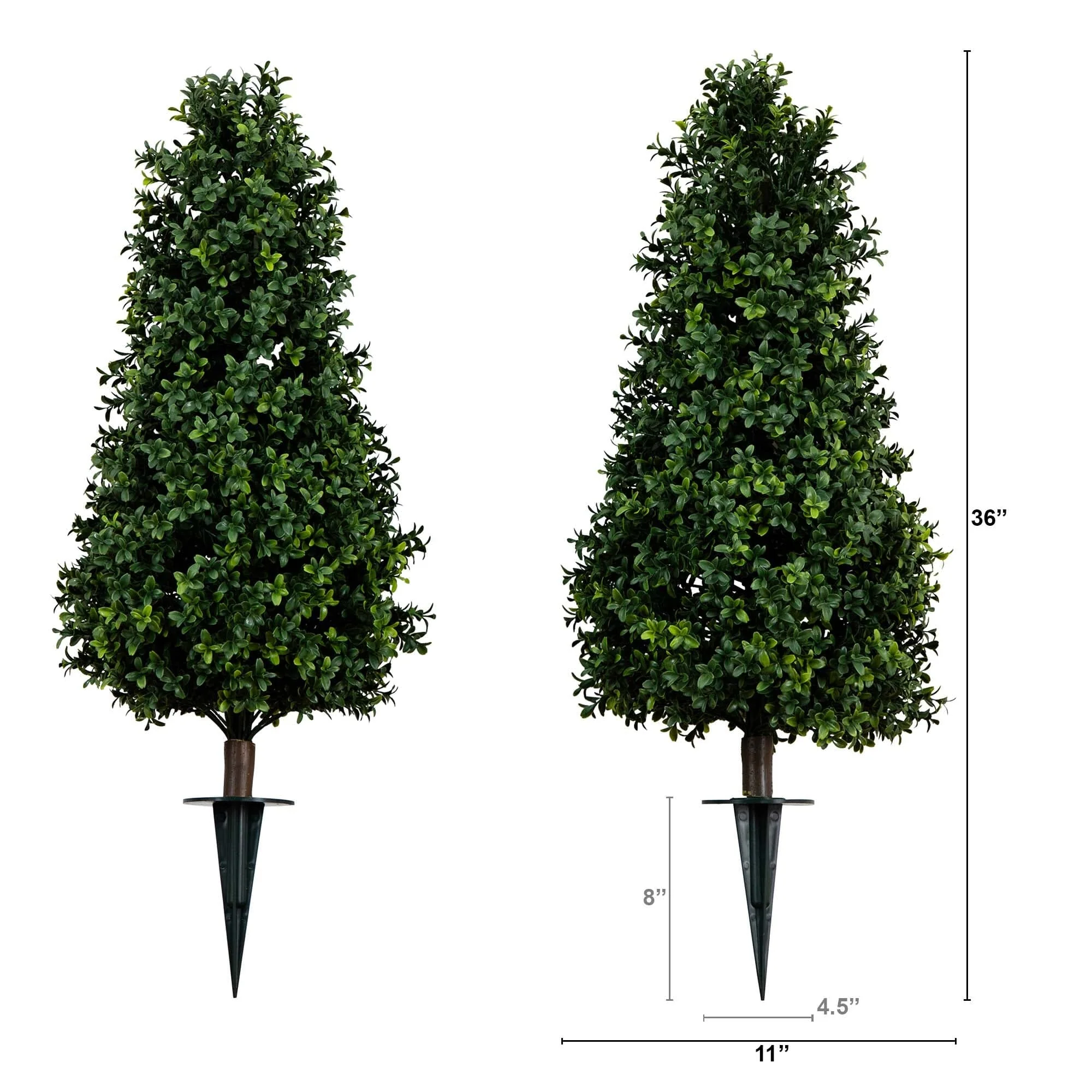 3' UV Resistant Artificial Boxwood Plant with Integrated Ground Stake (Indoor/Outdoor) - Set of 2 - Image 5