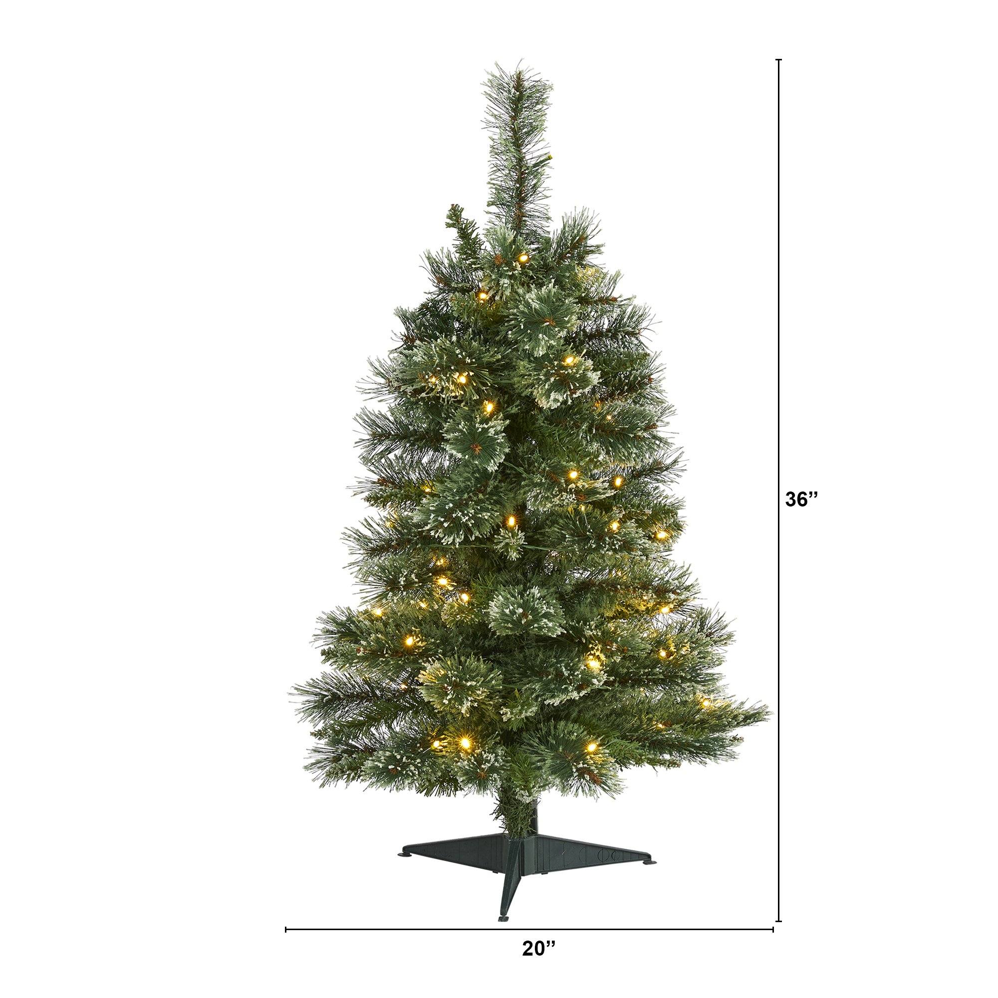 3’ Wisconsin Slim Snow Tip Pine Artificial Christmas Tree with 50 Clear LED Lights - Image 2
