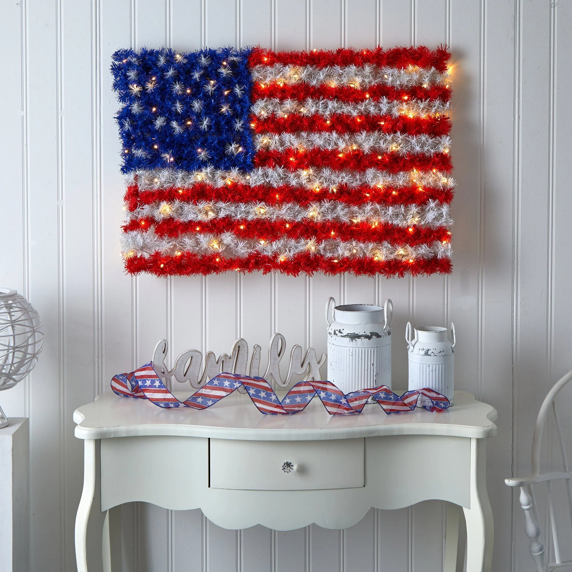 3’ x 2’ Red, White, and Blue “American Flag” Wall Panel with 100 Warm LED Lights (Indoor/Outdoor) - Image 4