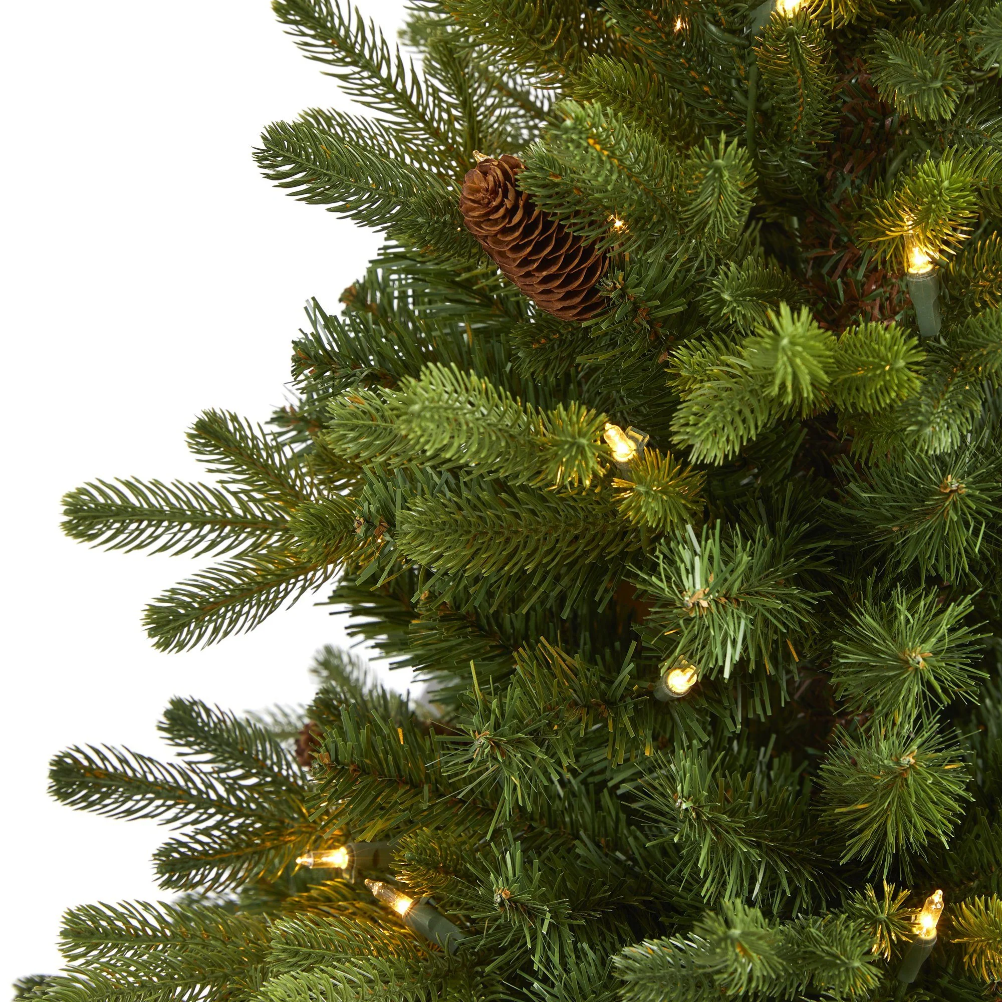 3’ Yukon Mountain Fir Artificial Christmas Tree with 50 Clear Lights and Pine Cones - Image 3