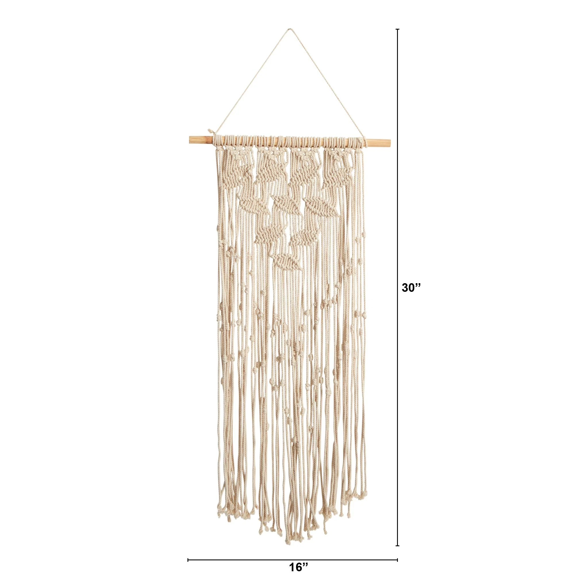 30" Boho Chic Waterfall Leaf Design Macrame Wall Art Décor" - Image 2