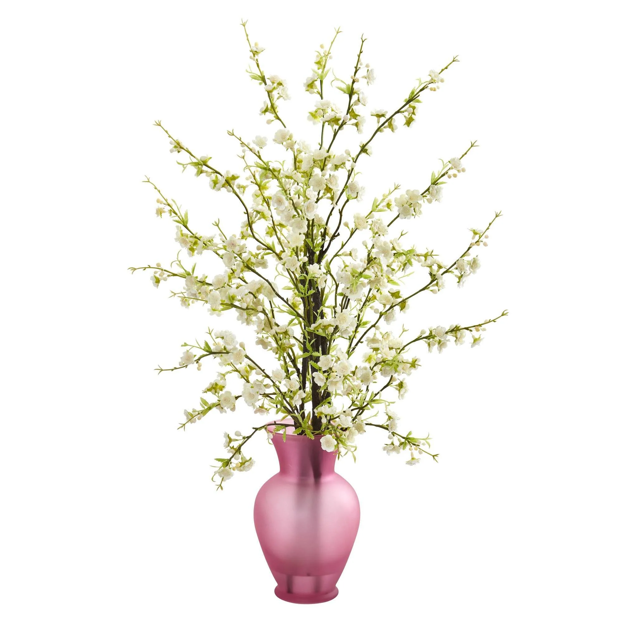 Cherry Blossom Artificial Arrangement in Rose Vase - Image 2