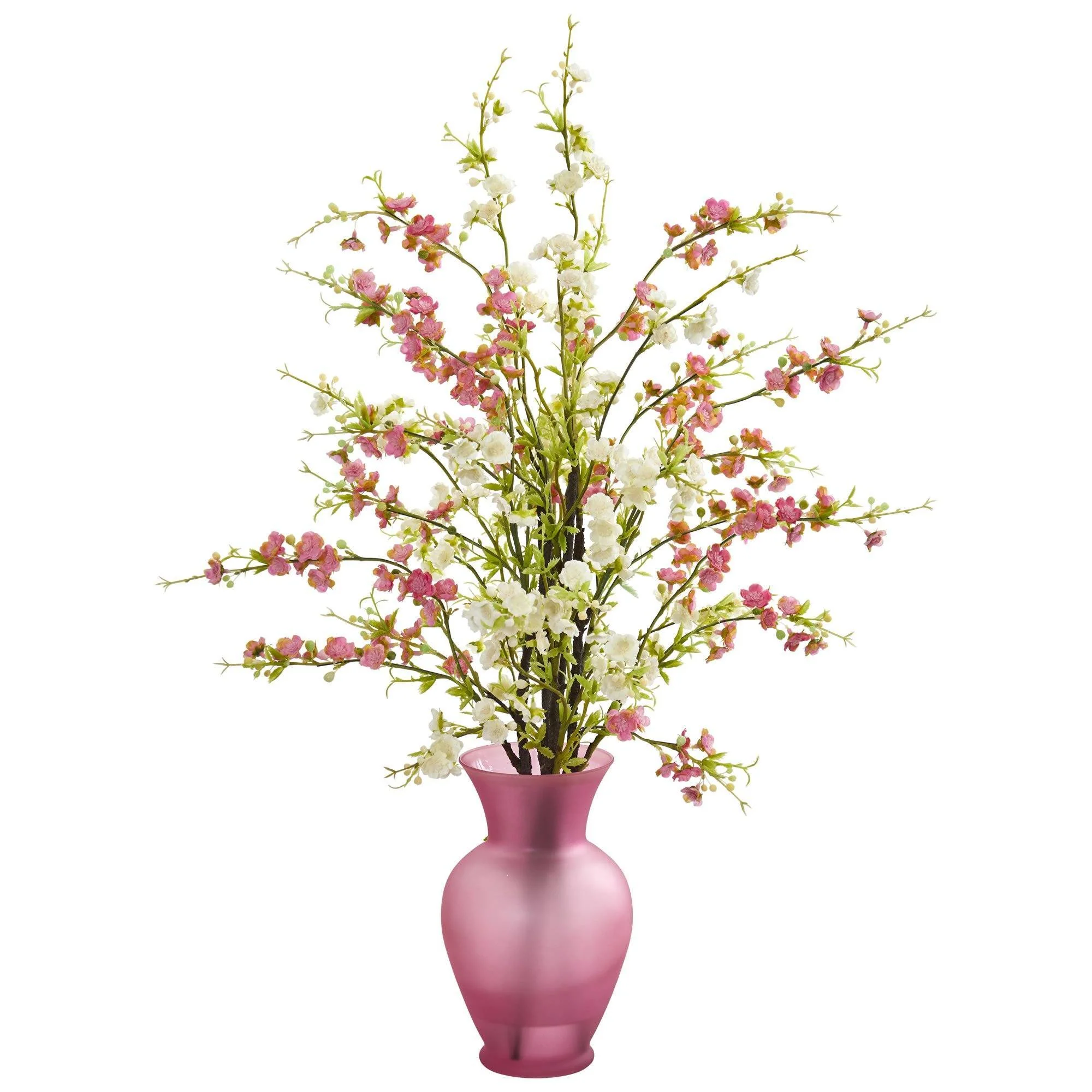 Cherry Blossom Artificial Arrangement in Rose Vase - Image 3