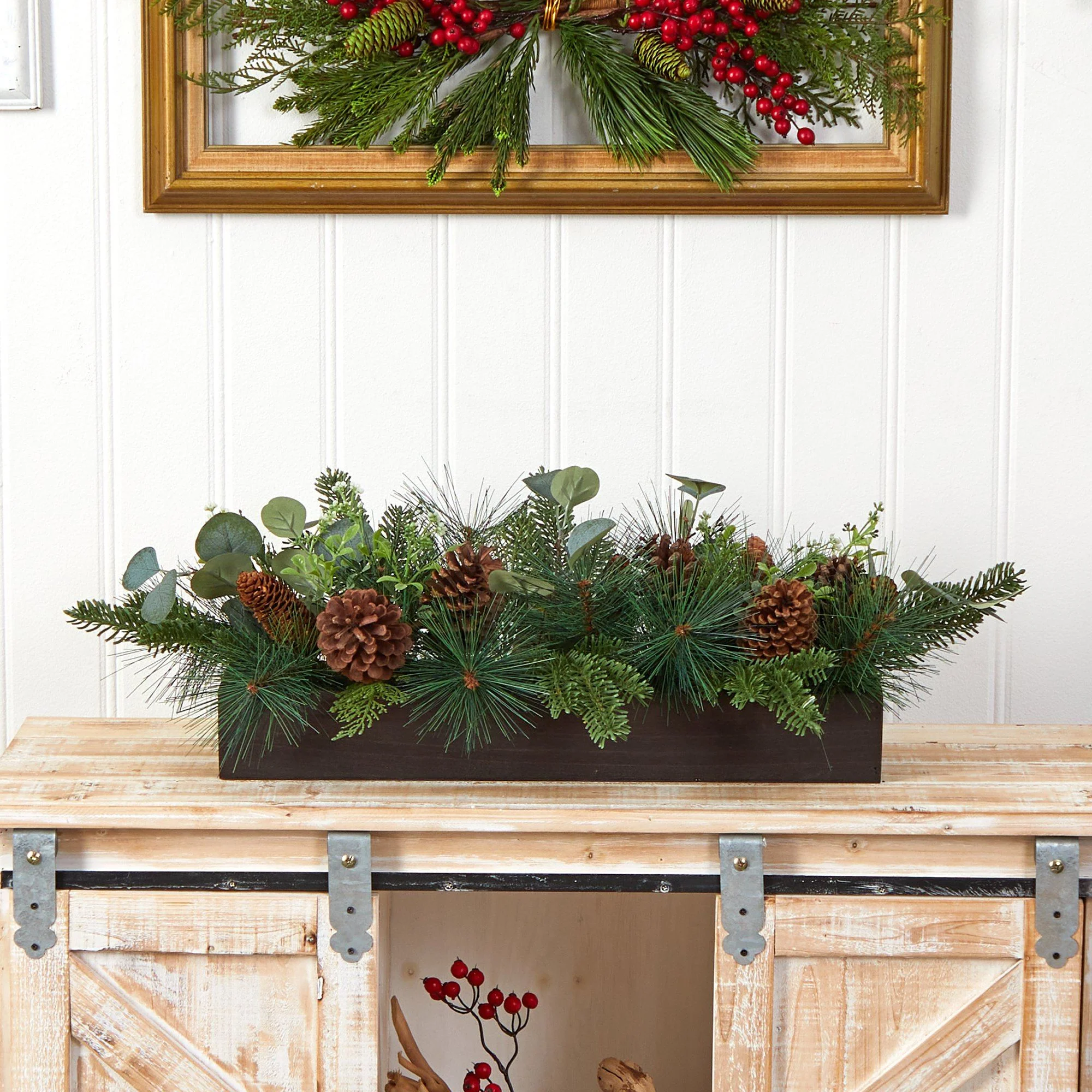 30” Evergreen Pine and Pine Cone Artificial Christmas Centerpiece Arrangement - Image 4