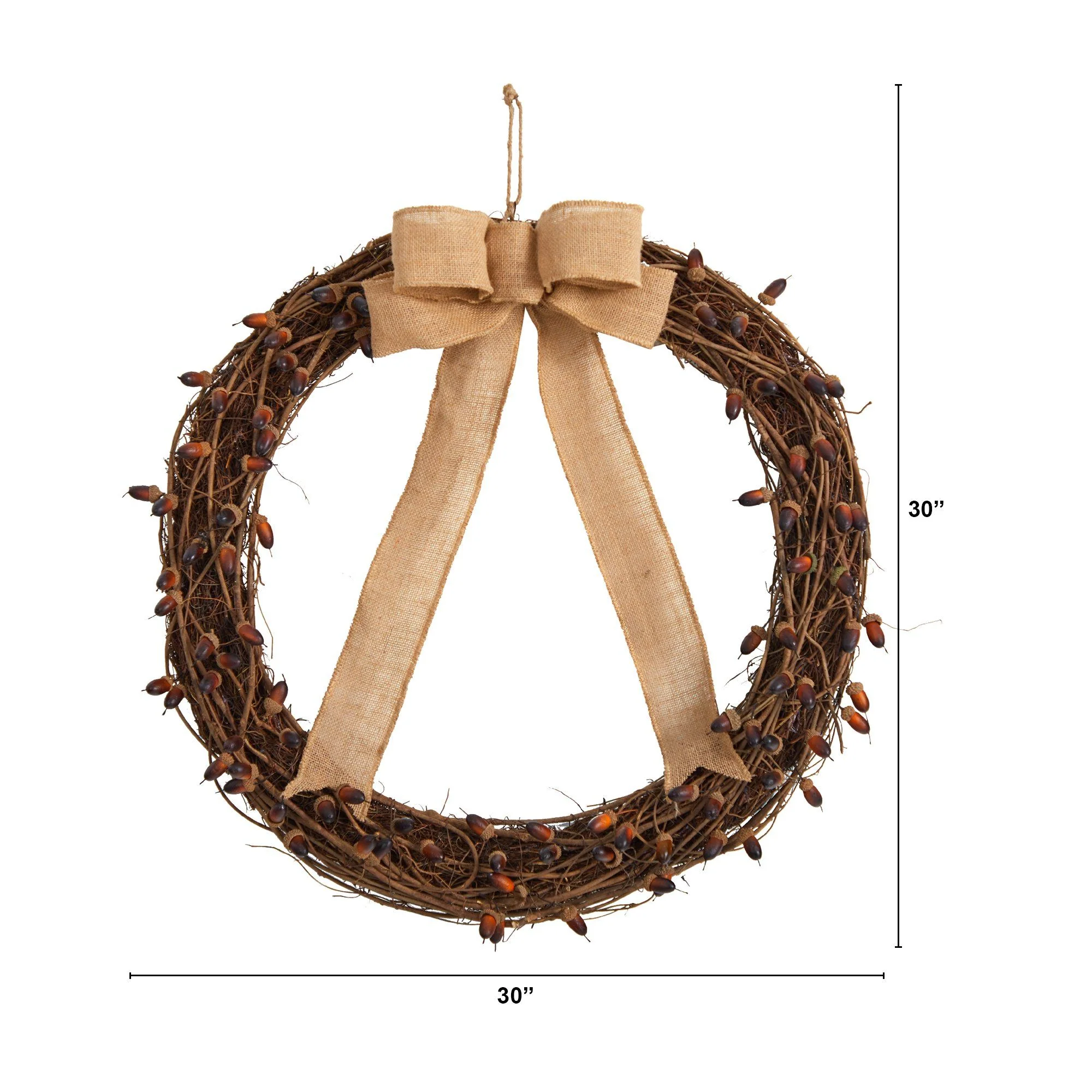30” Fall Acorn and Decorative Bow Autumn Wreath - Image 5