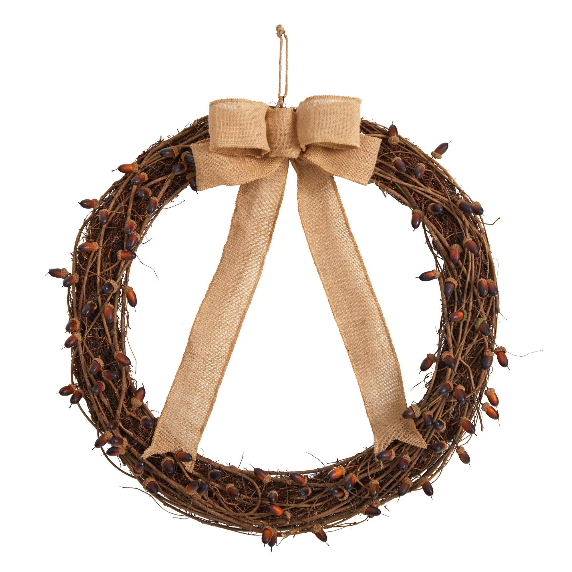 30” Fall Acorn and Decorative Bow Autumn Wreath - Image 7