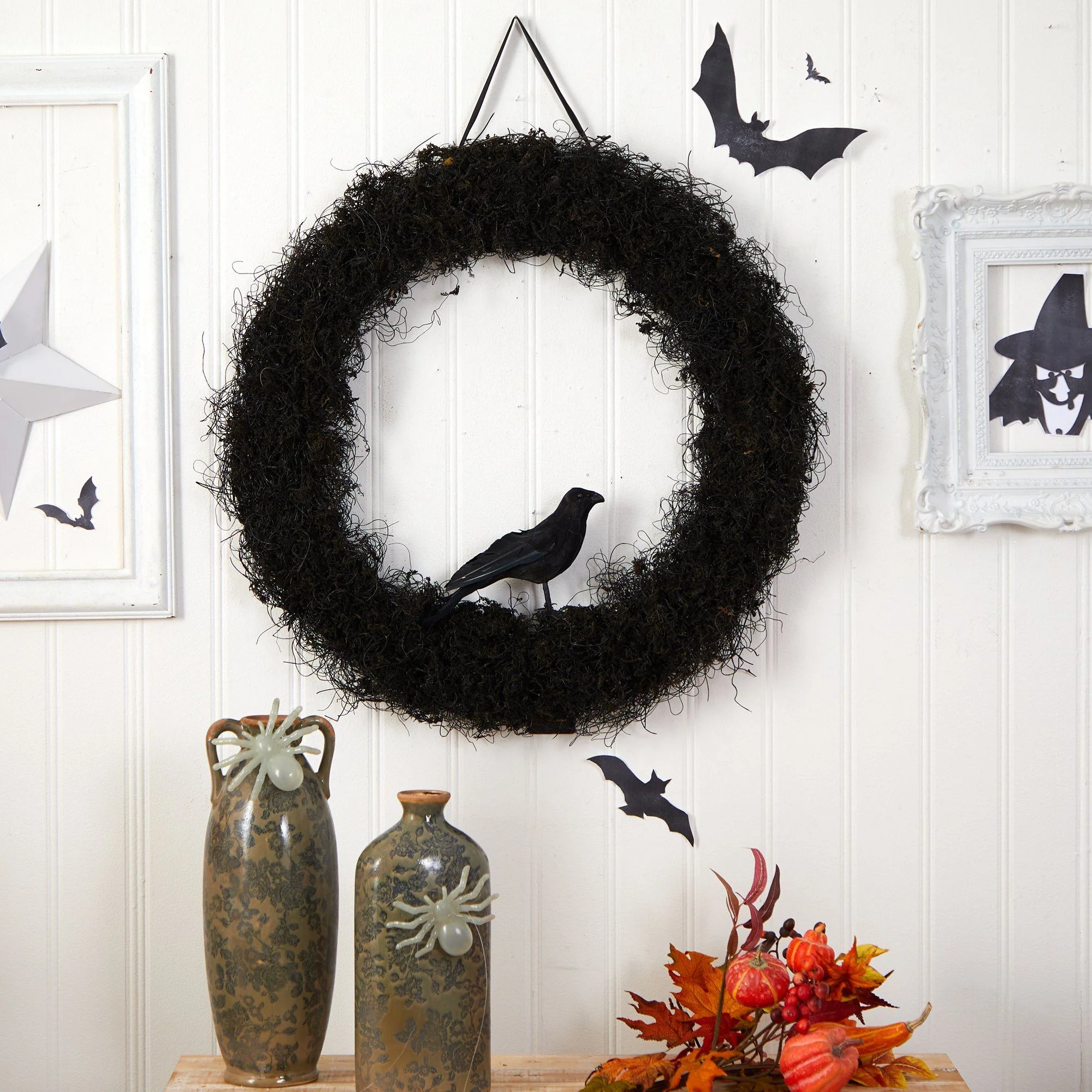 30” Halloween Black Raven Twig Wreath - Image 2