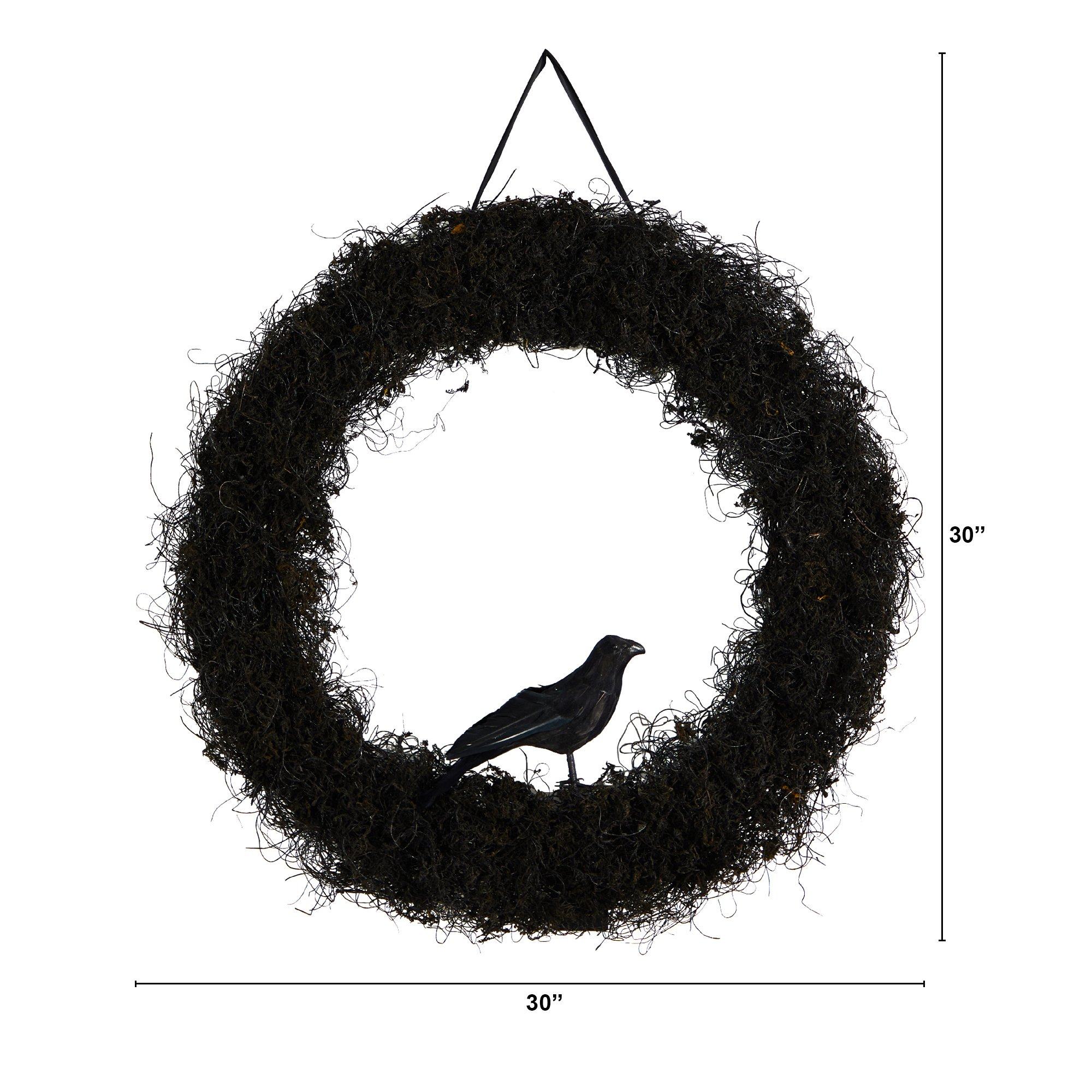 30” Halloween Black Raven Twig Wreath - Image 4