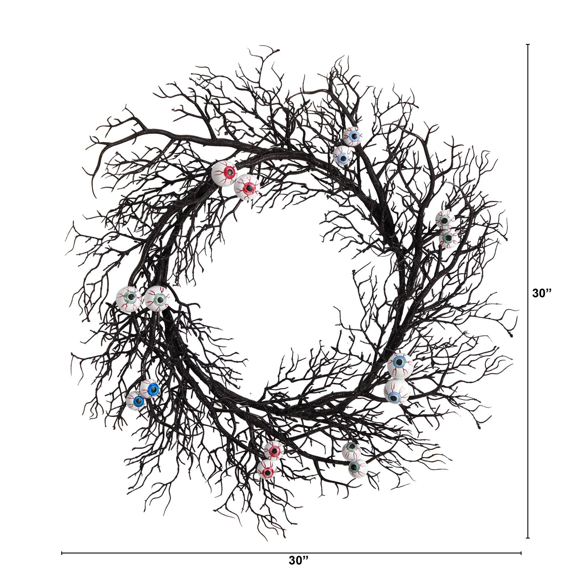 30" Halloween Gazing Eyeballs Twig Wreath - Image 5
