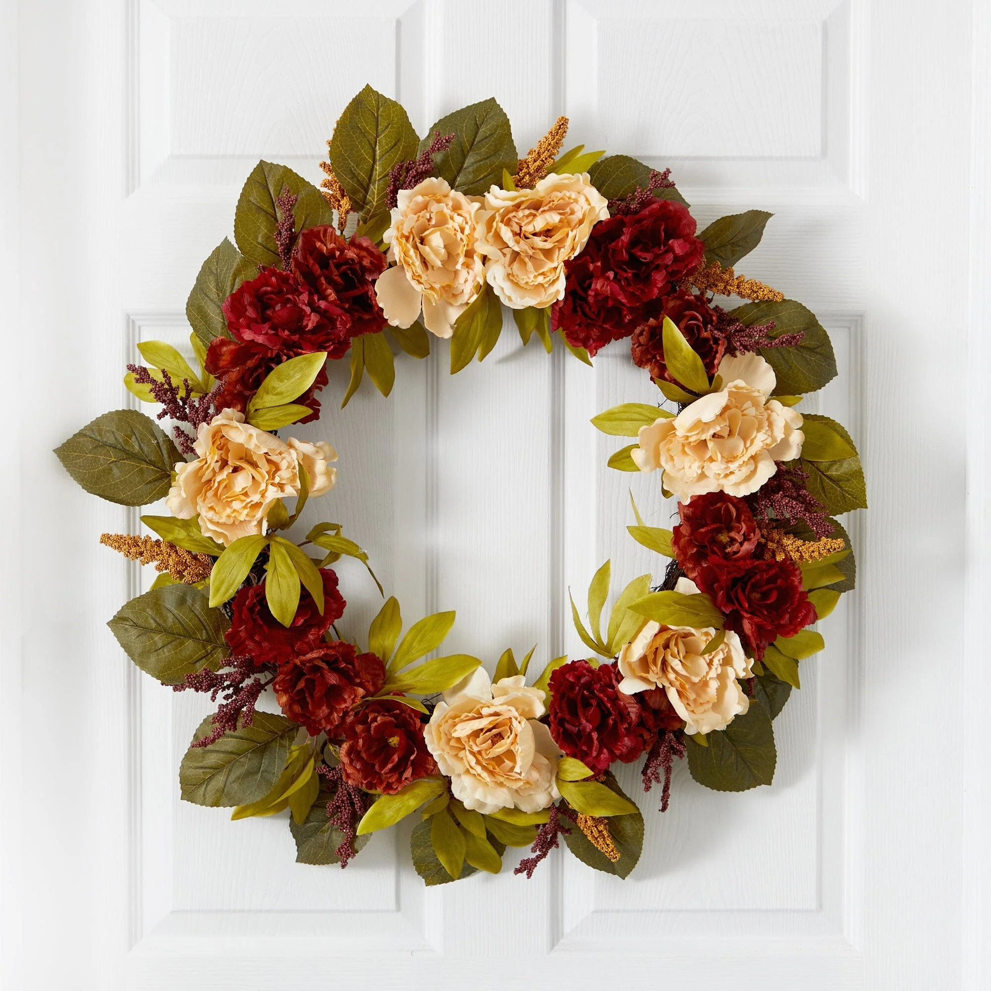 30” Harvest and Peony Artificial Wreath - Image 2