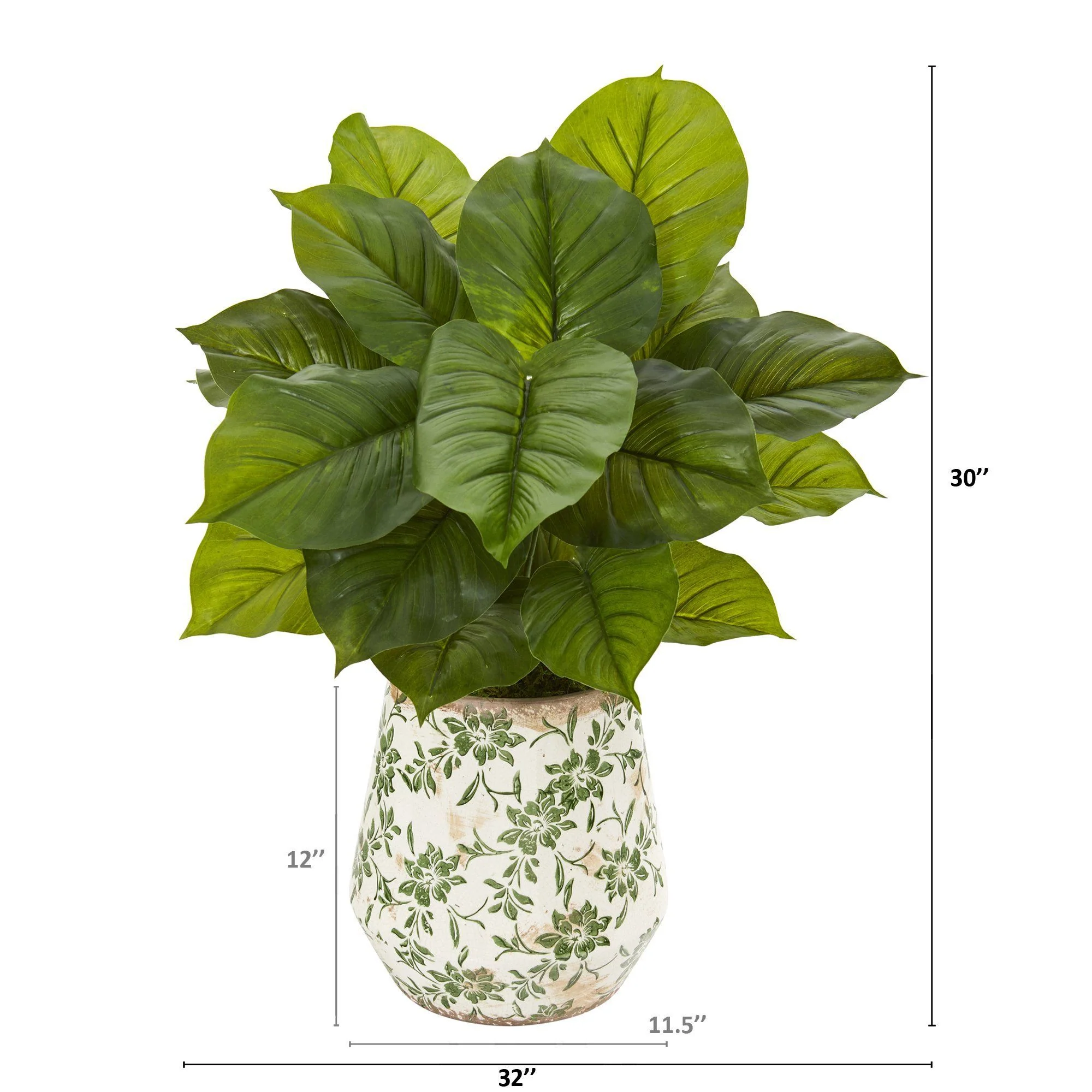 30” Large Philodendron Artificial Plant in Large Floral Planter (Real Touch) - Image 2