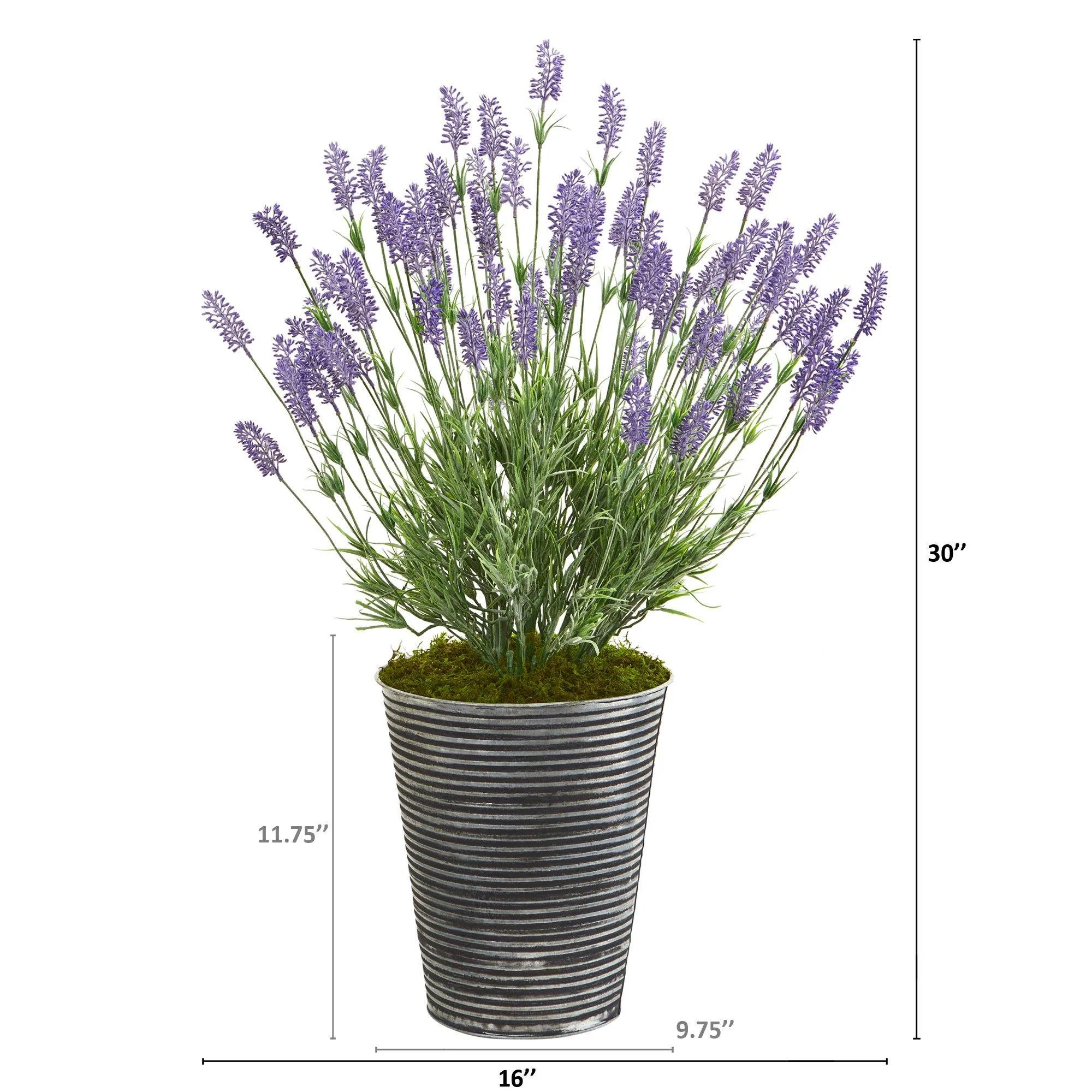 30” Lavender Artificial Plant in Black Embossed Tin Planter - Image 2