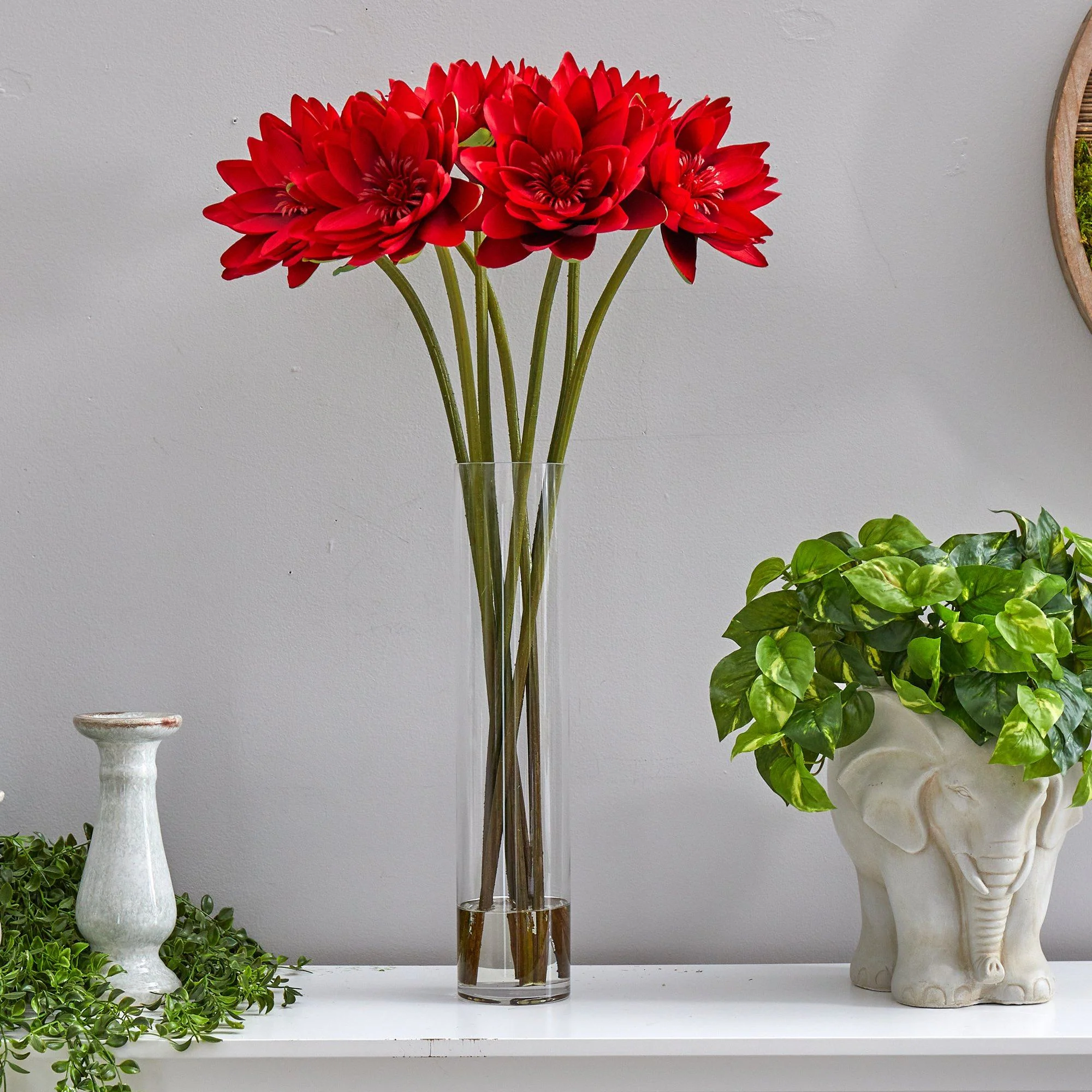 30” Lotus Artificial Arrangement in Cylinder Vase - Image 11
