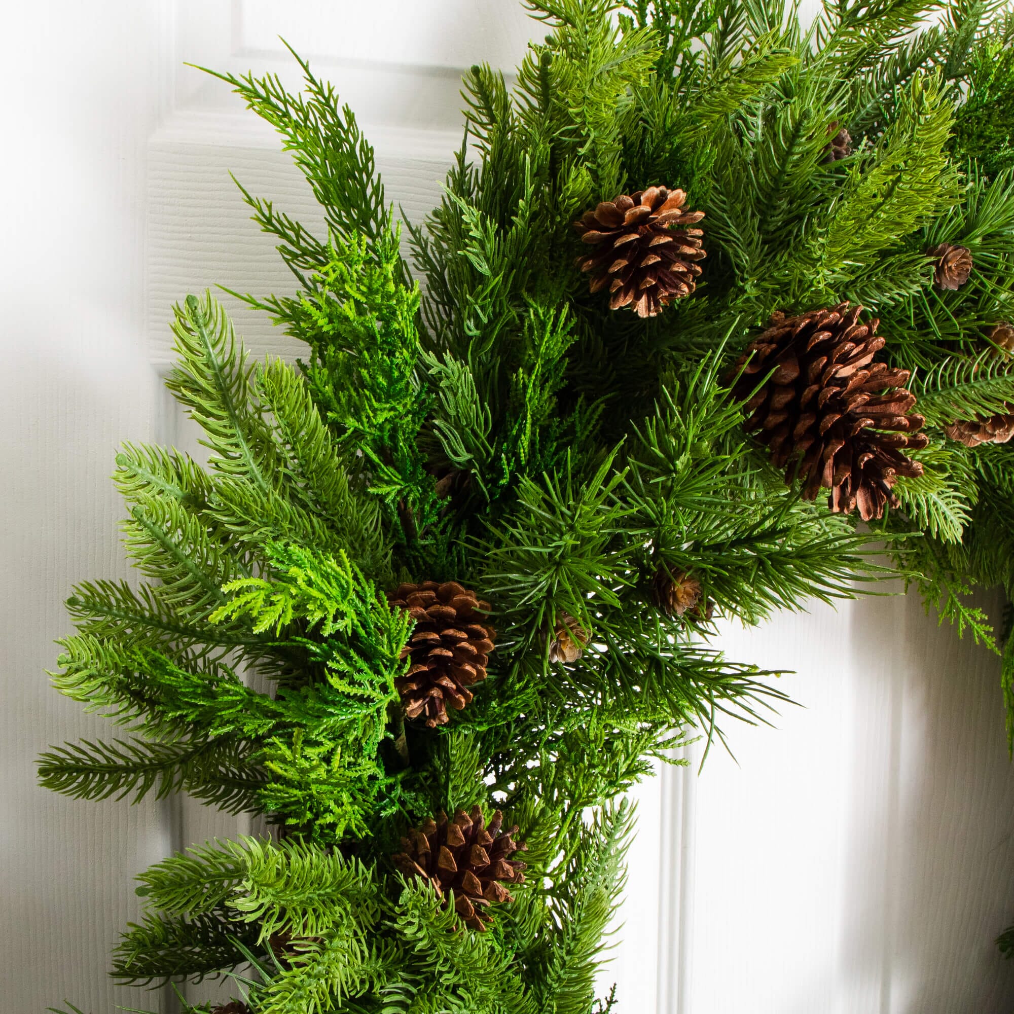 30" Artificial Norfolk Mixed Pine Wreath with Pinecones - Image 2