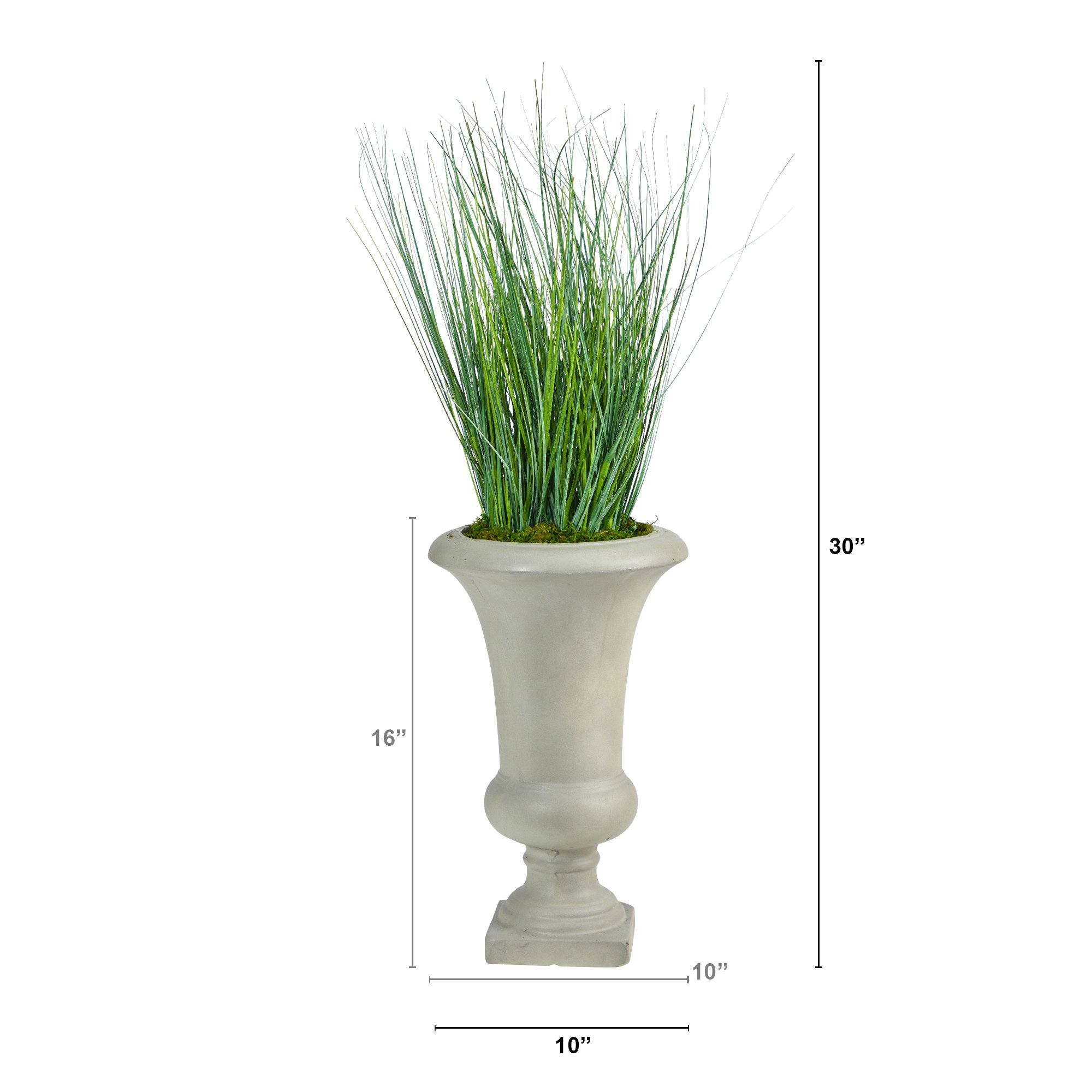 30” Onion Grass Artificial Plant in Sand Colored Urn - Image 2