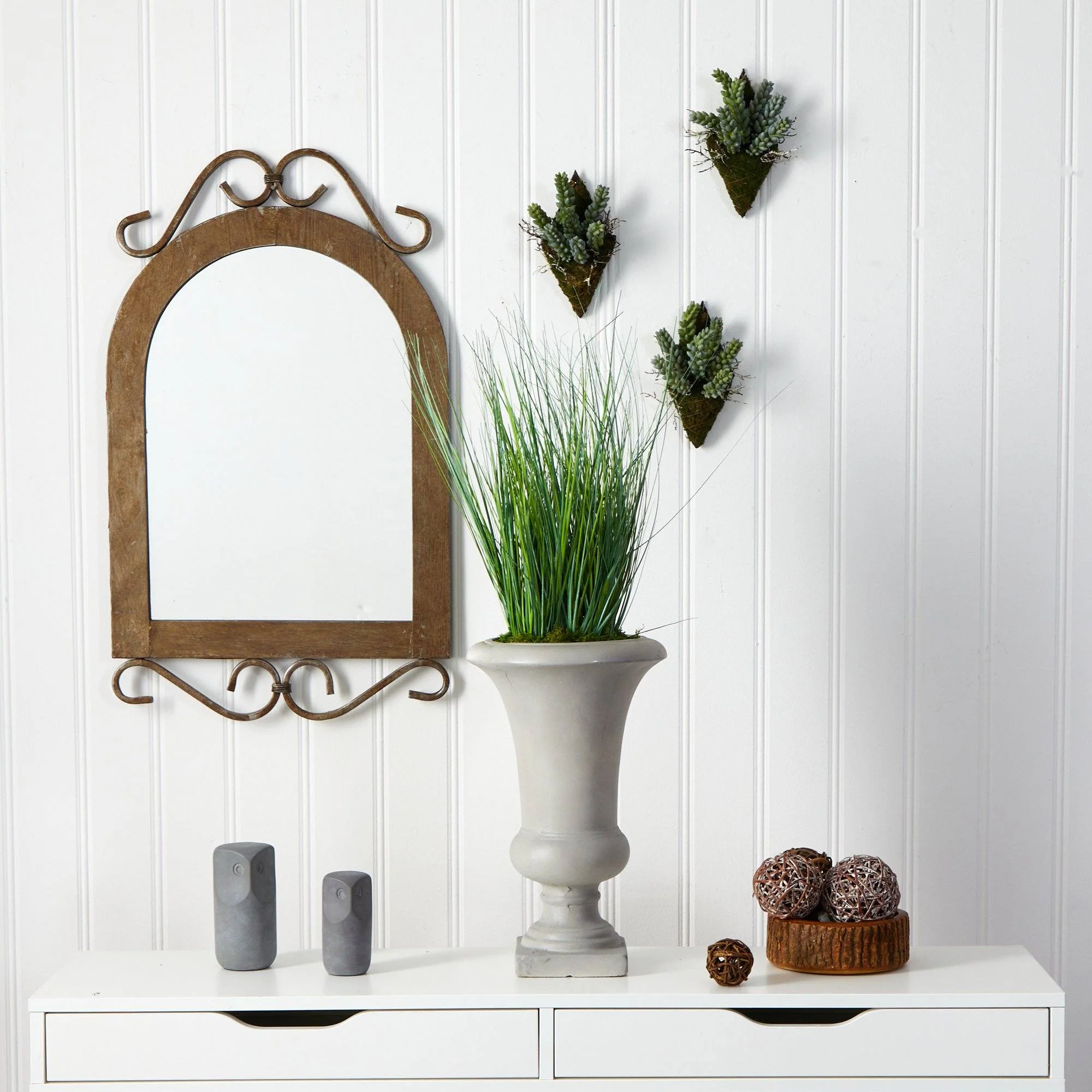 30” Onion Grass Artificial Plant in Sand Colored Urn - Image 3