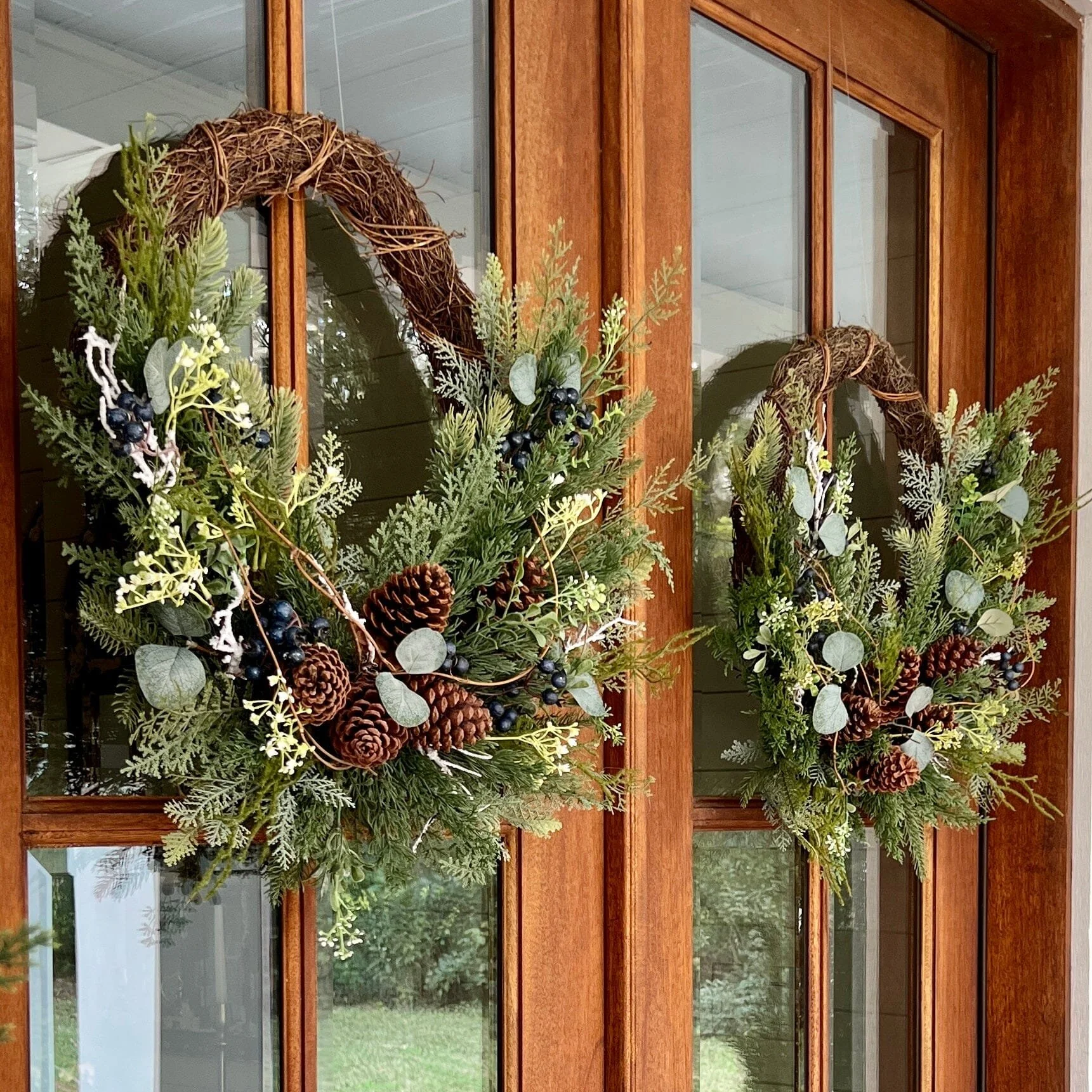 30” Pine and Pinecone Artificial Christmas Wreath on Twig Ring - Image 2