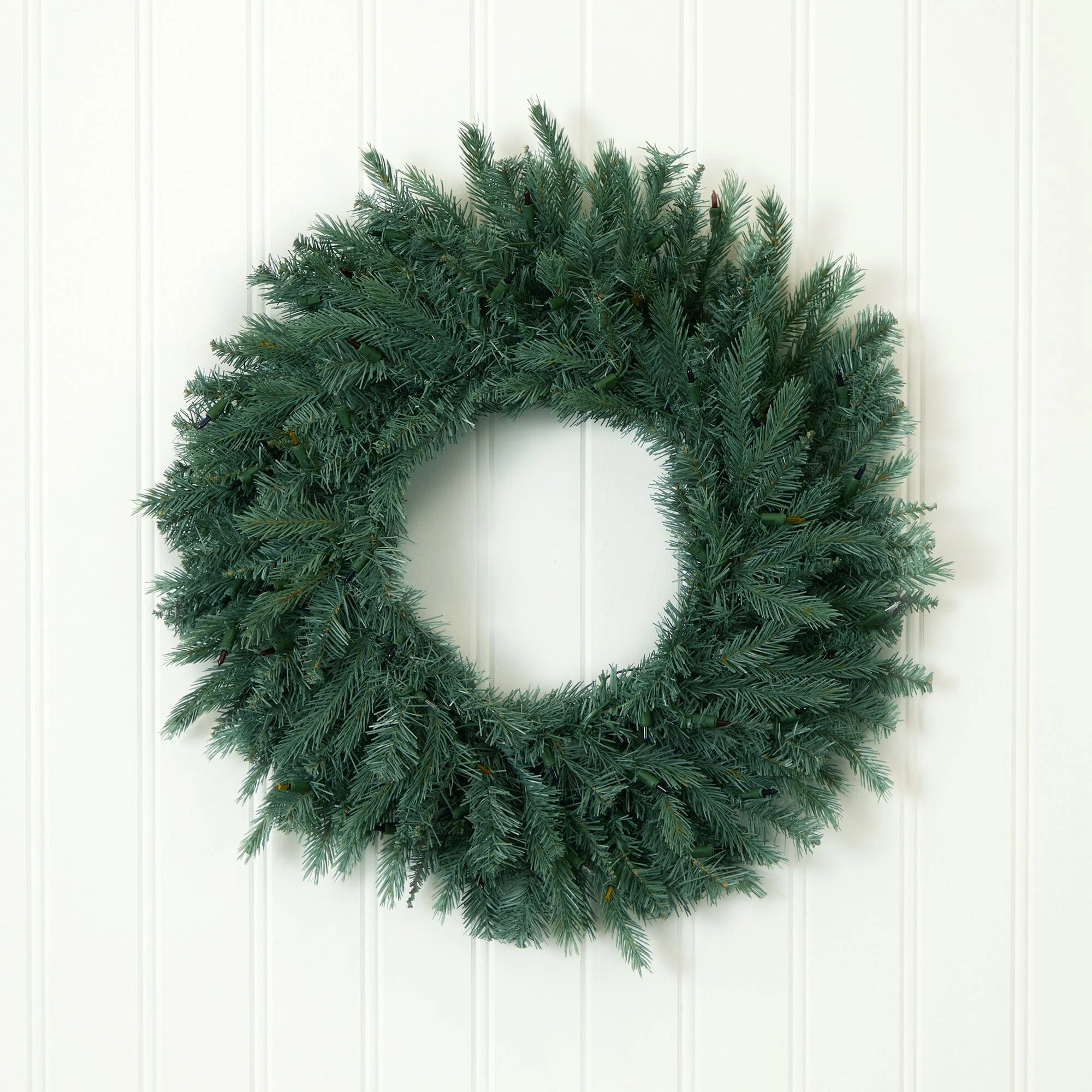 30” Pine Wreath w/Colored Lights - Image 3