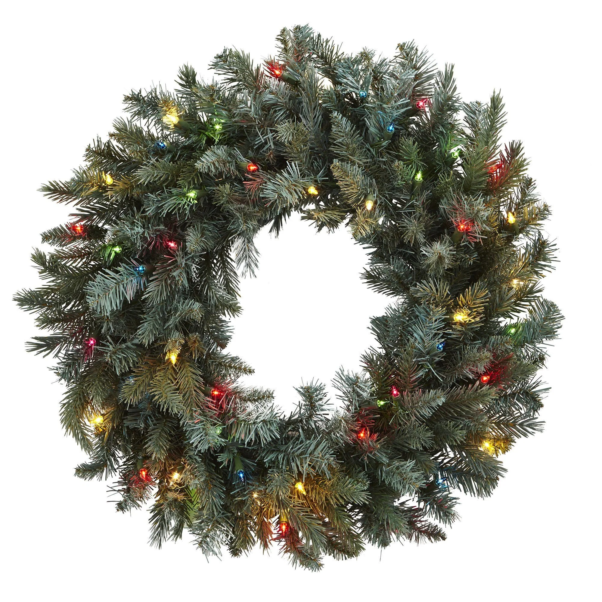 30” Pine Wreath w/Colored Lights - Image 4