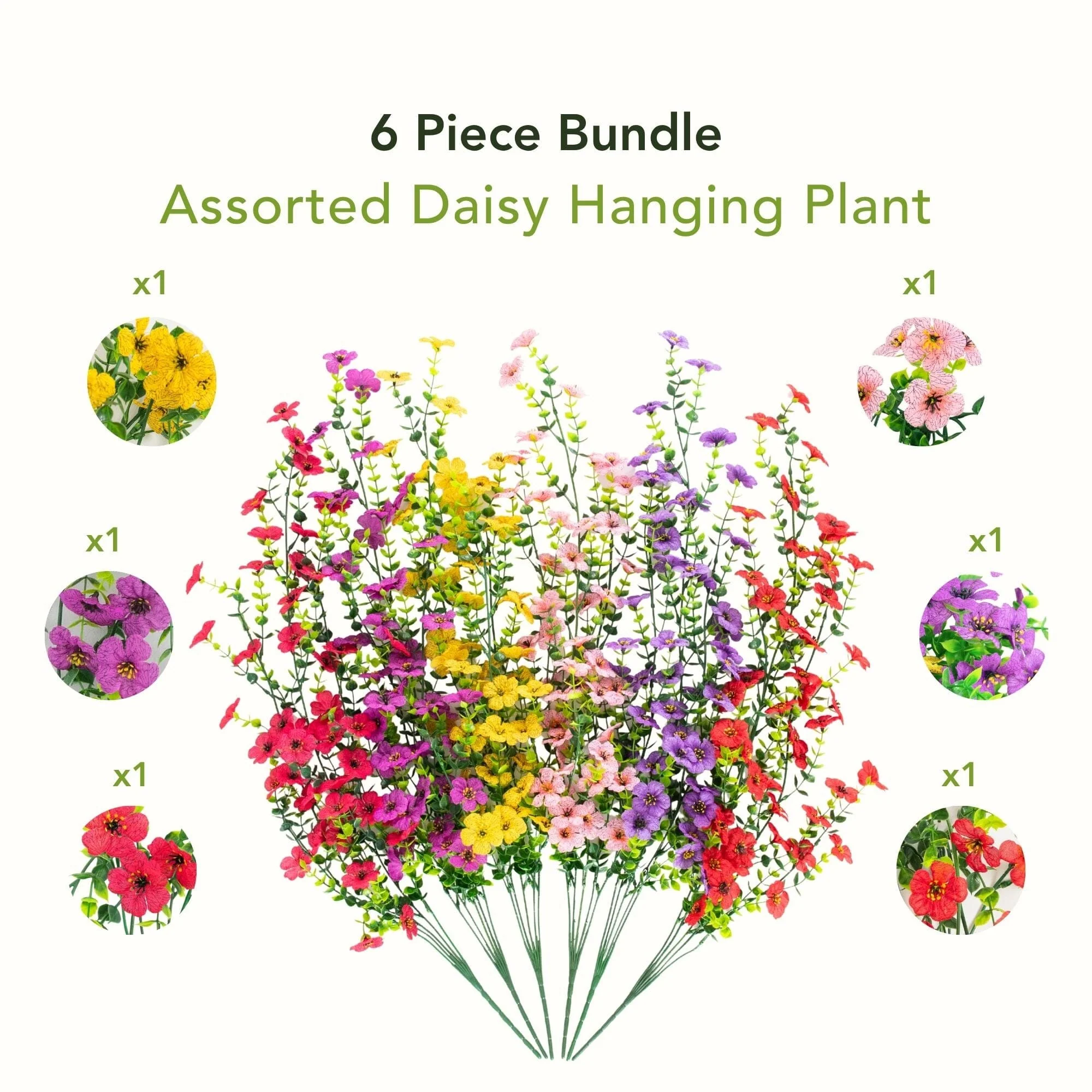 30" UV Resistant Artificial Daisy Hanging Plant (Indoor/Outdoor) - Set of 6 - Image 5