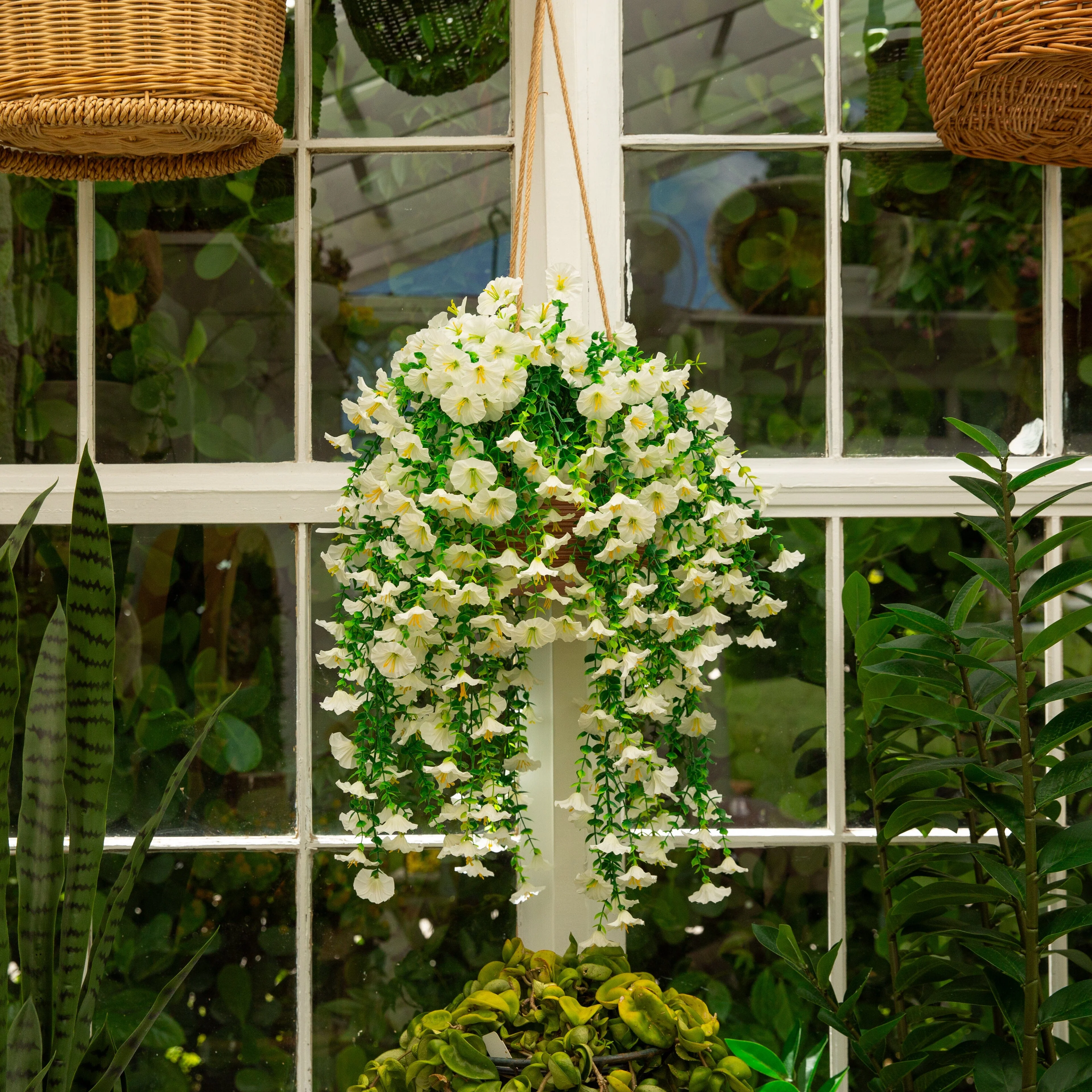 30" UV Resistant Artificial Morning Glory Hanging Plant (Indoor/Outdoor) - Set of 6 - Image 77