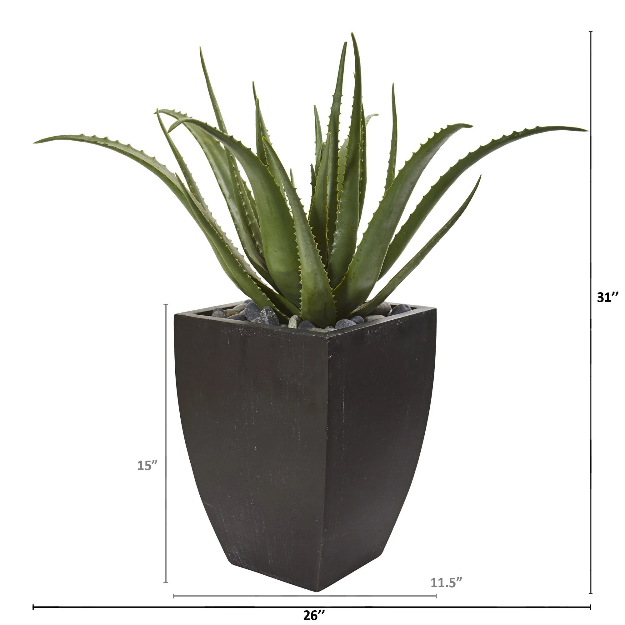 31” Aloe Artificial Plant in Black Planter - Image 2