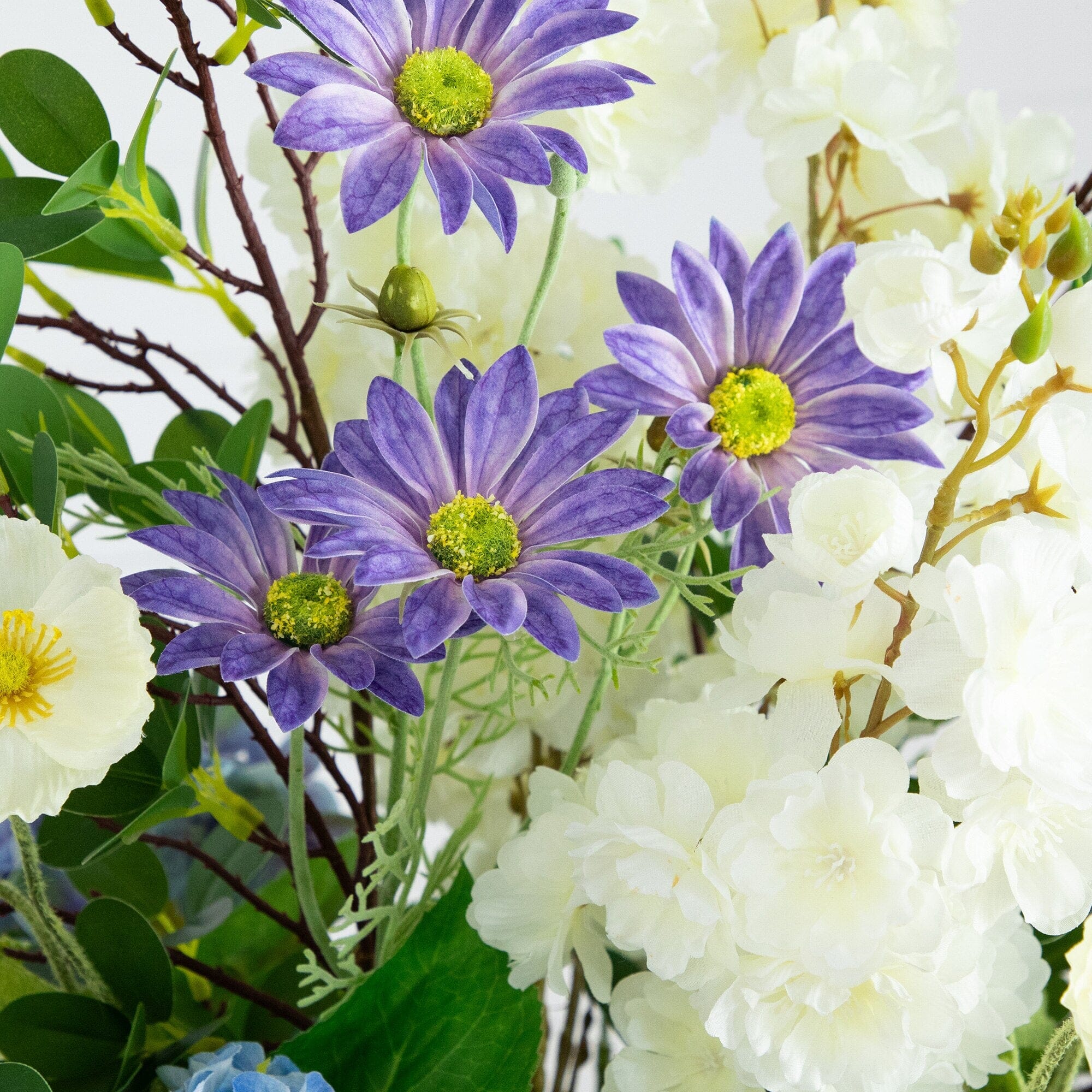 31” Artificial Mixed Flower & Hydrangea Arrangement in Hyacinth Weave Basket - Image 2