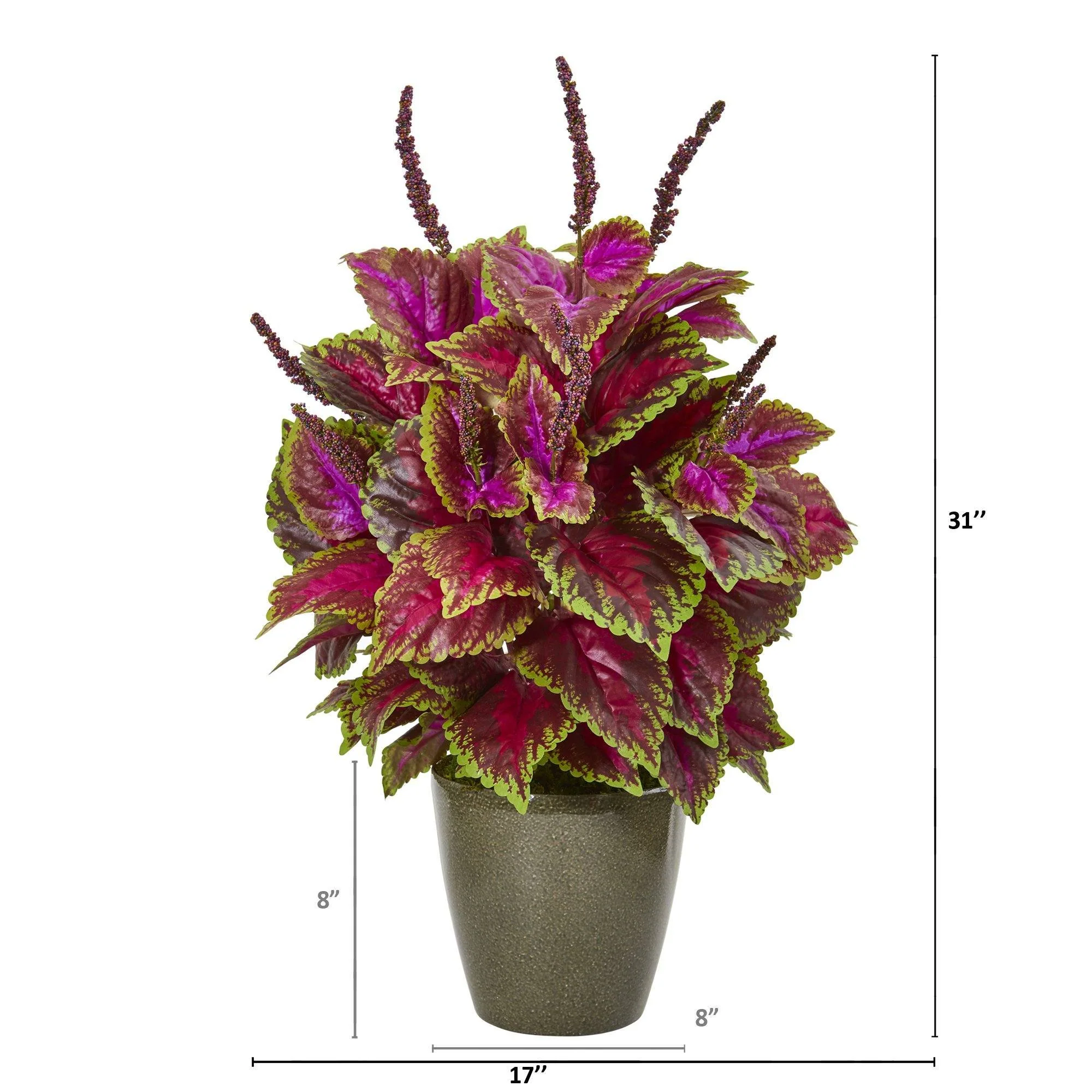 31” Coleus Artificial Plant in Green Planter - Image 2