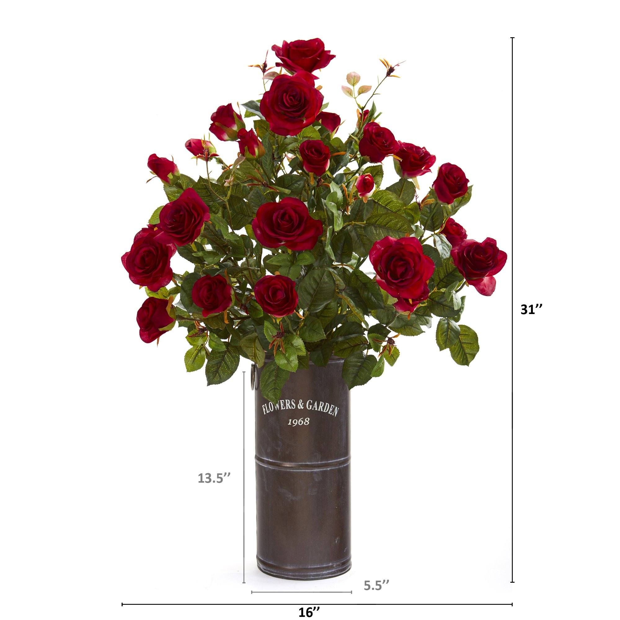 31” Garden Rose Artificial Plant in Decorative Planter - Image 2