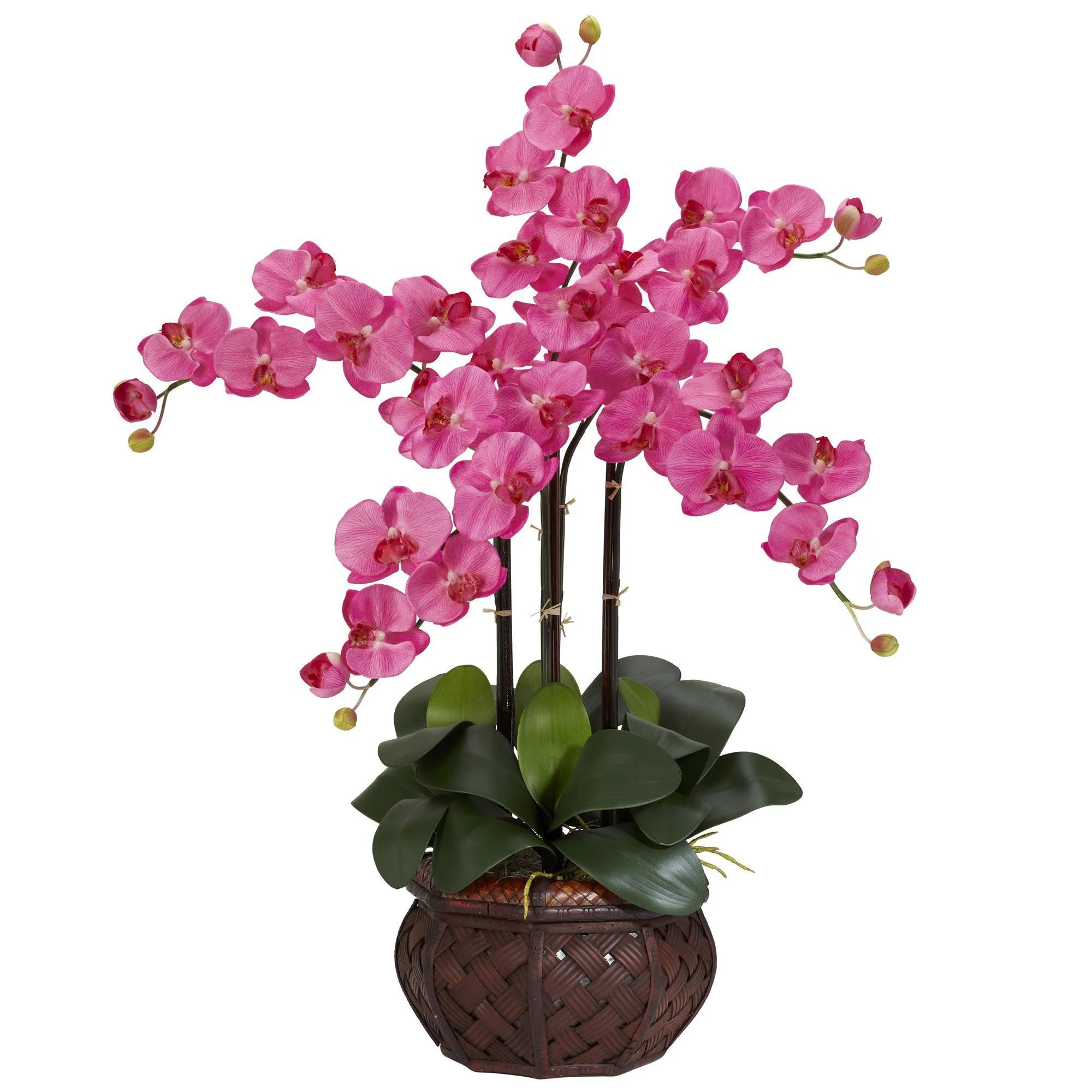 Phalaenopsis w/Decorative Vase Silk Flower Arrangement - Image 3