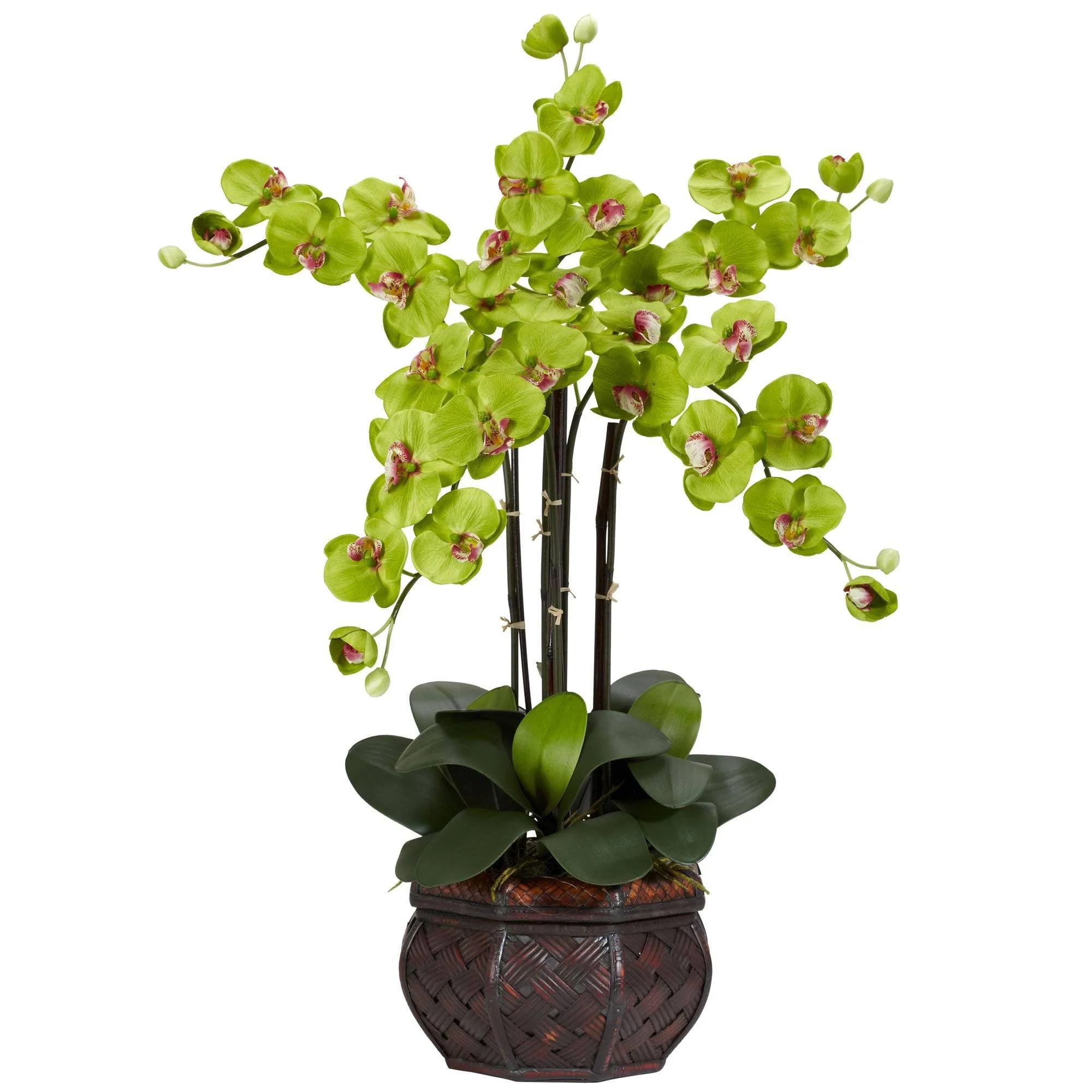 Phalaenopsis w/Decorative Vase Silk Flower Arrangement - Image 4
