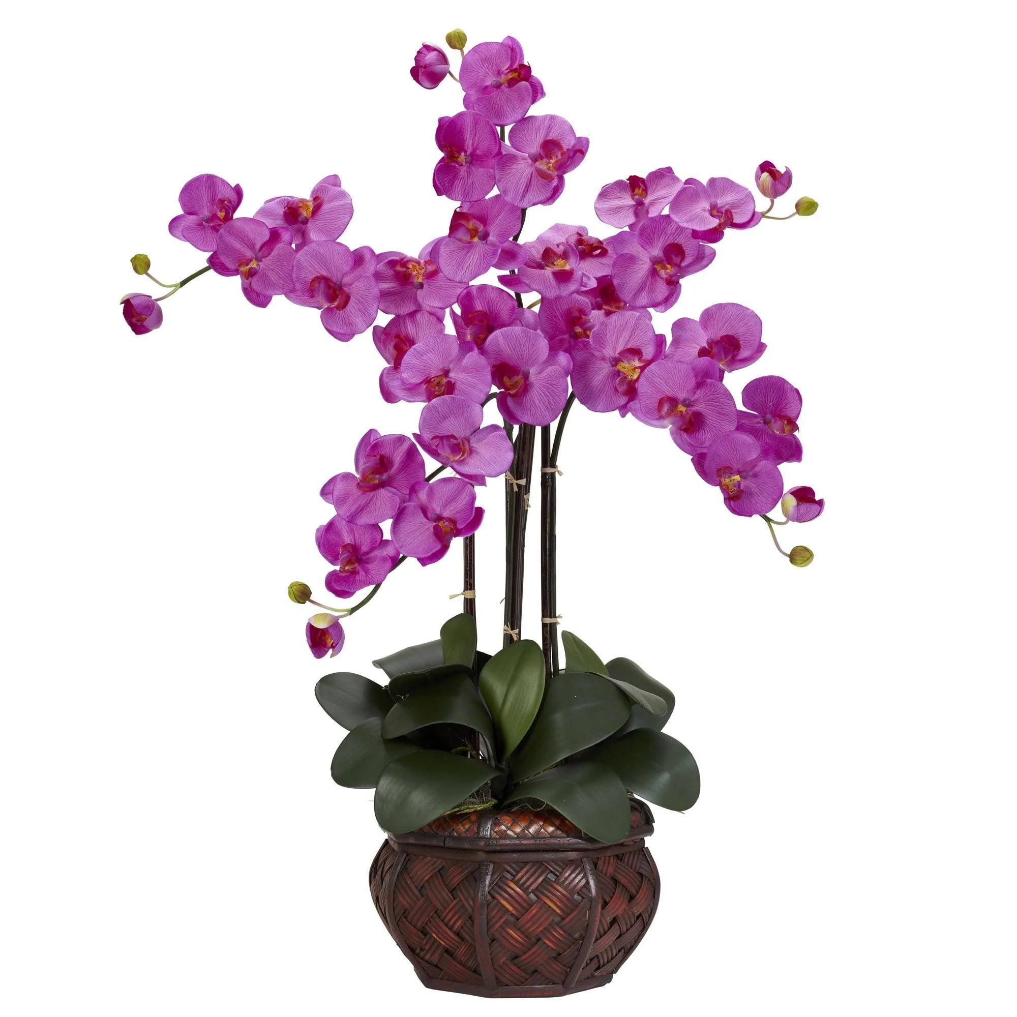 Phalaenopsis w/Decorative Vase Silk Flower Arrangement - Image 6