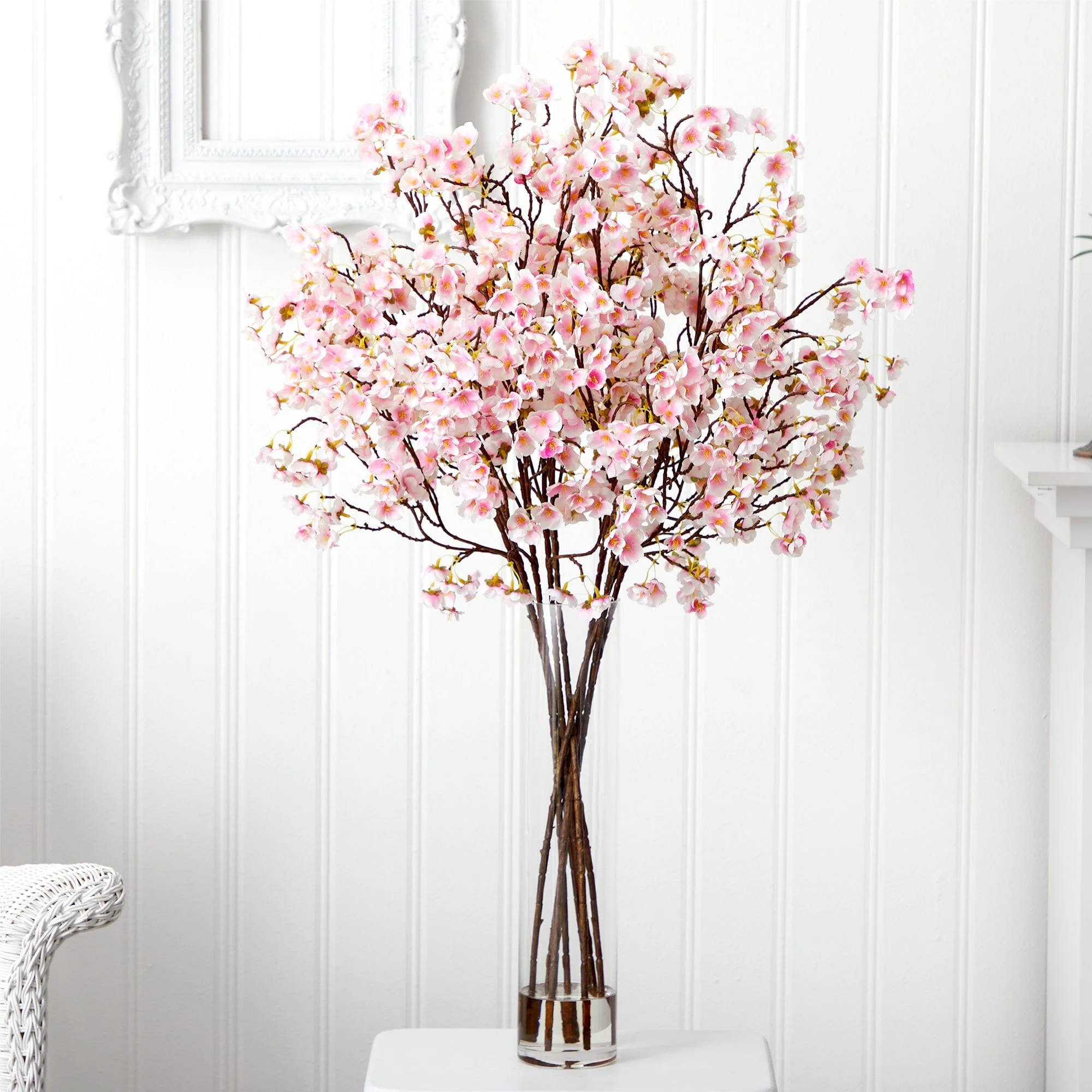 32” Artificial Cherry Blossom Arrangement with Glass Cylinder Vase - Image 2