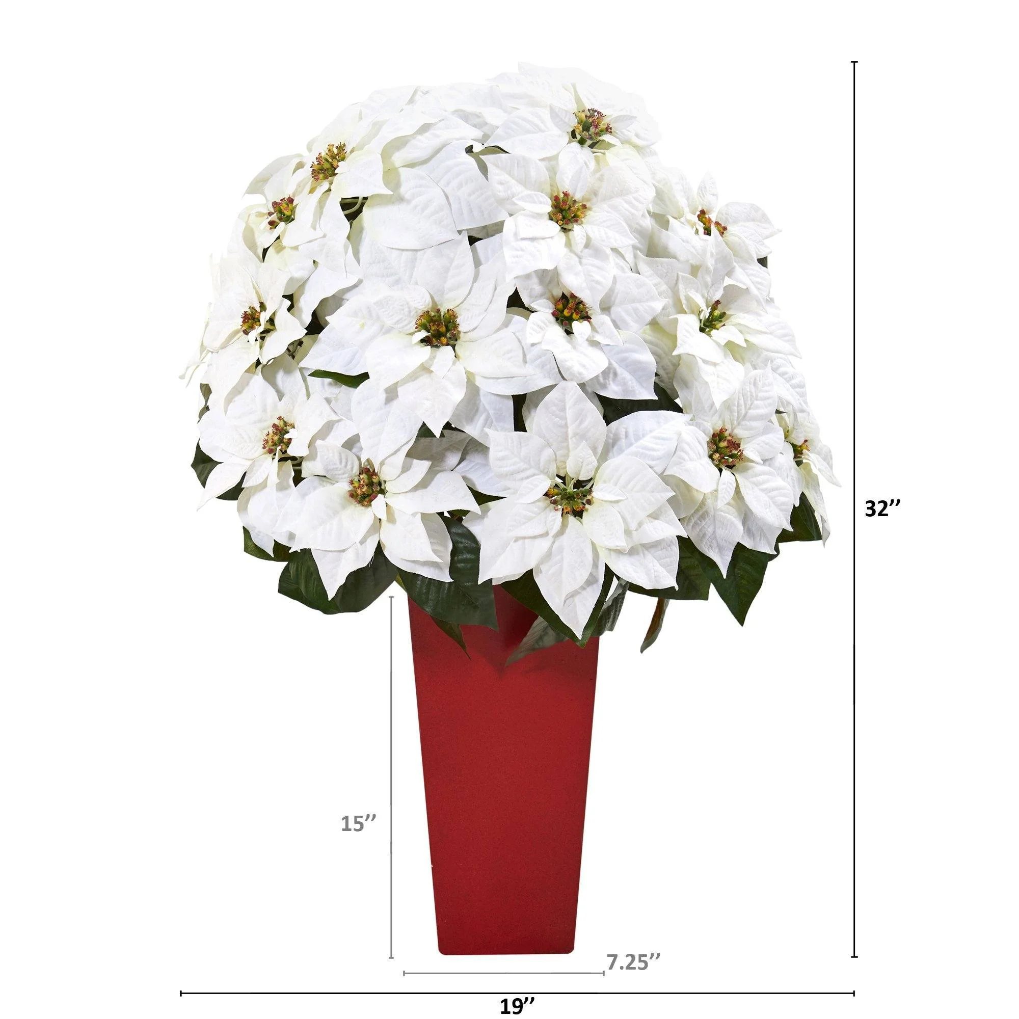 32” Poinsettia Artificial Arrangement in Red Vase - Image 2