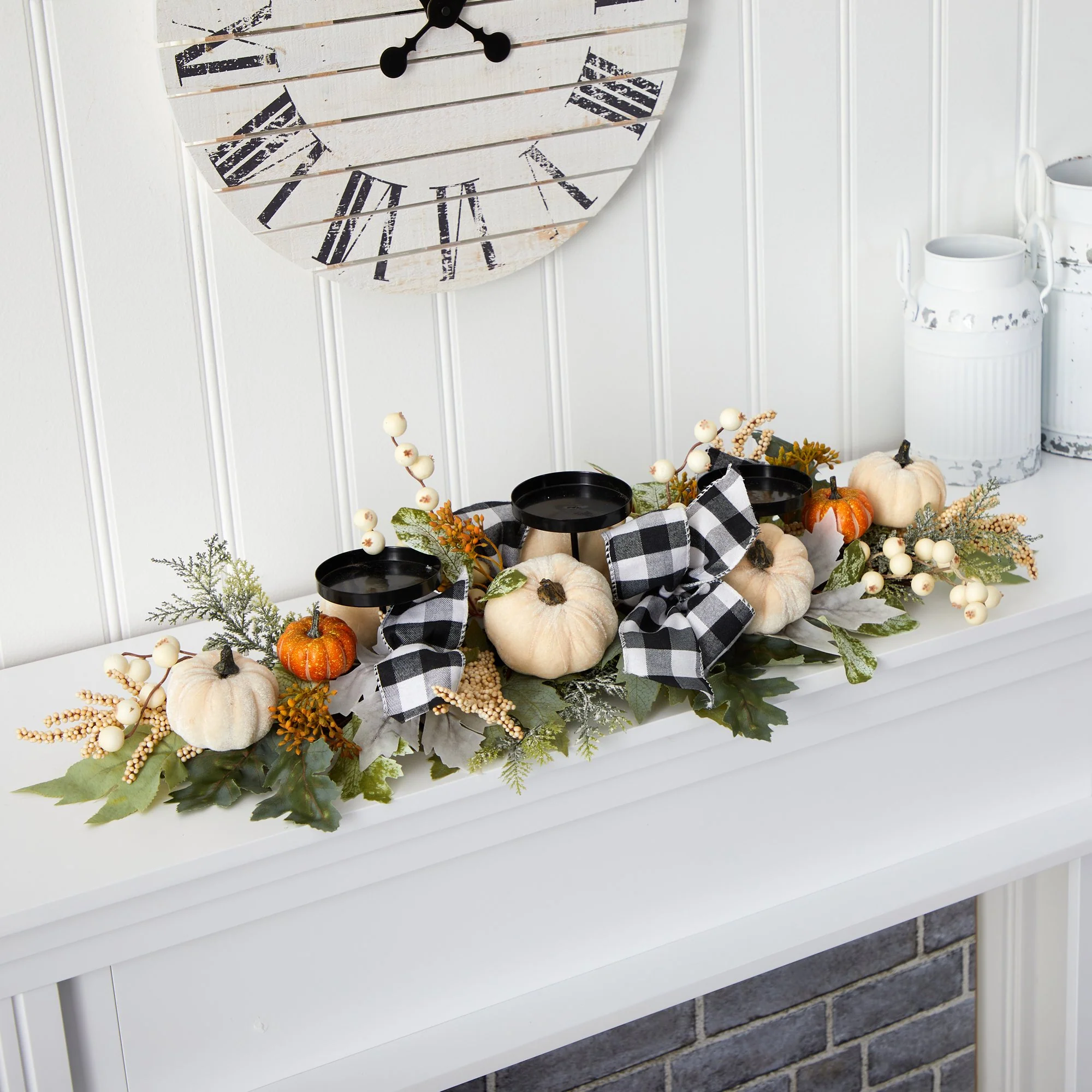 32” White Pumpkin and Berries Artificial Candelabrum - Image 4