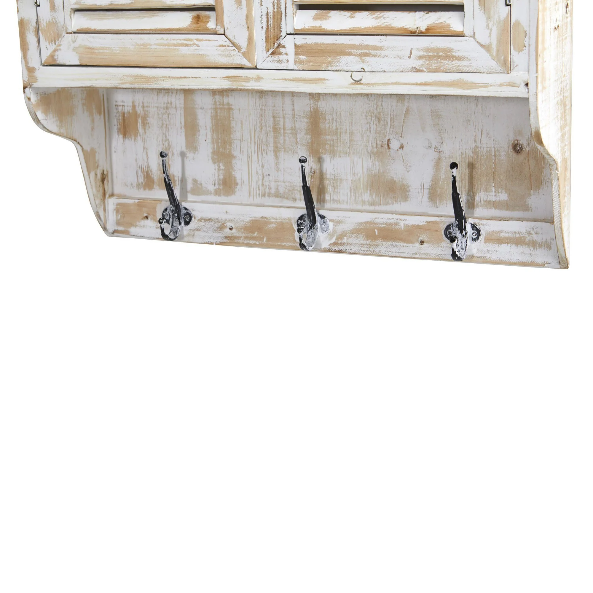 32” White Washed Wall Cabinet with Hooks - Image 5