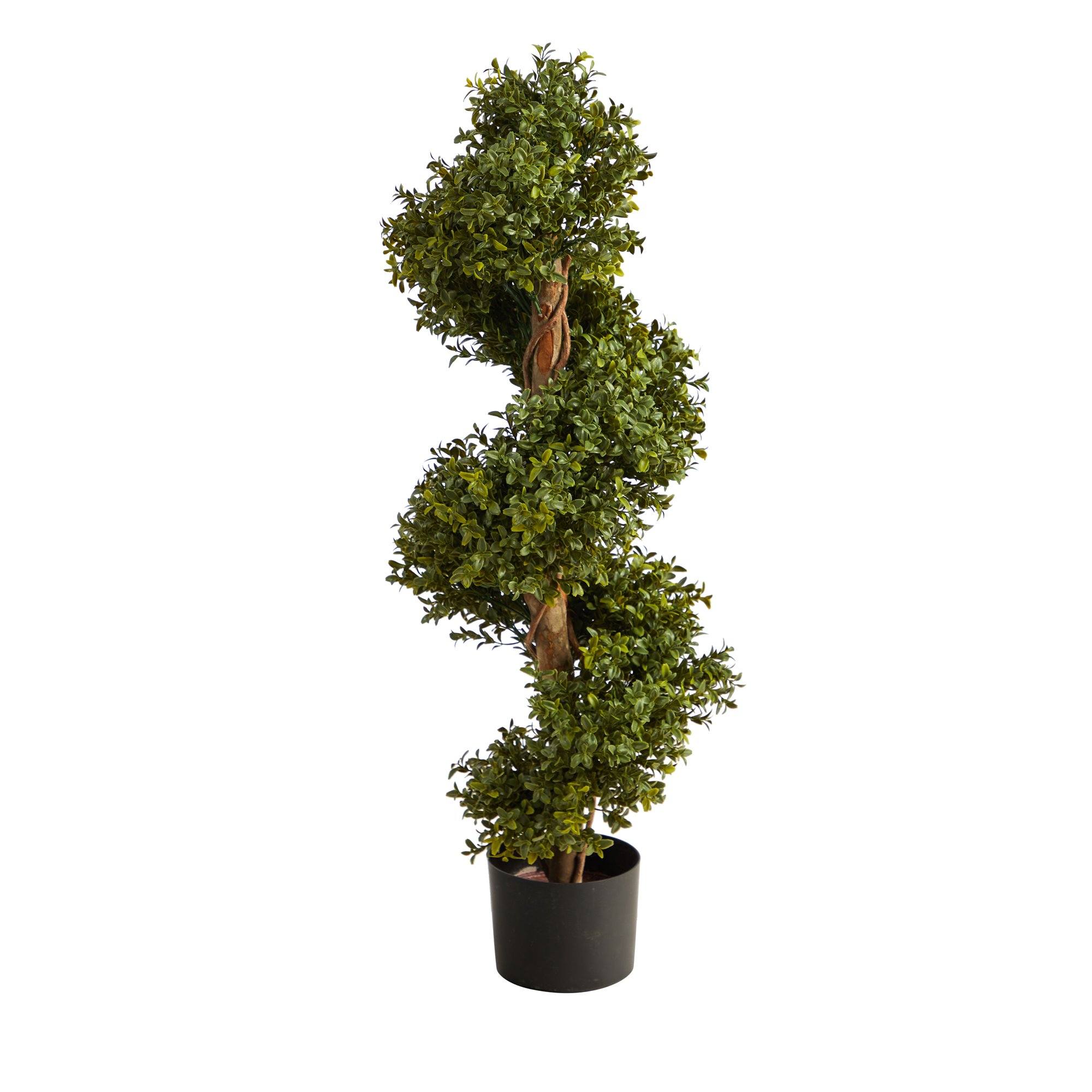 33” Boxwood Topiary Spiral Artificial Tree (Indoor/Outdoor) - Image 8