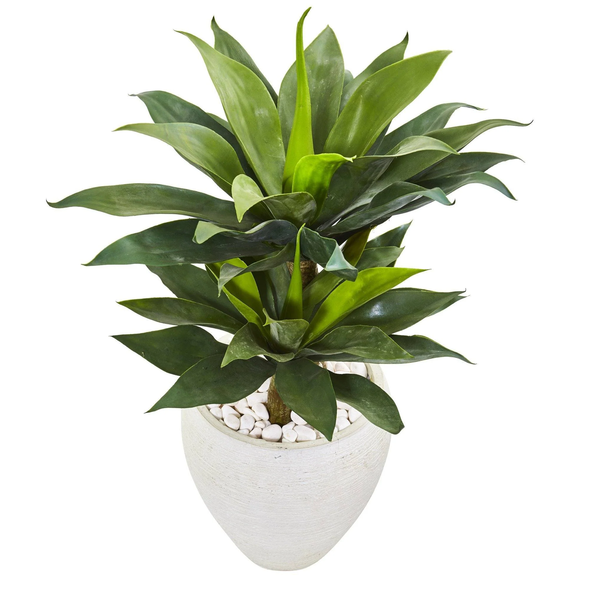 33” Double Agave Succulent Artificial Plant in White Planter - Image 2