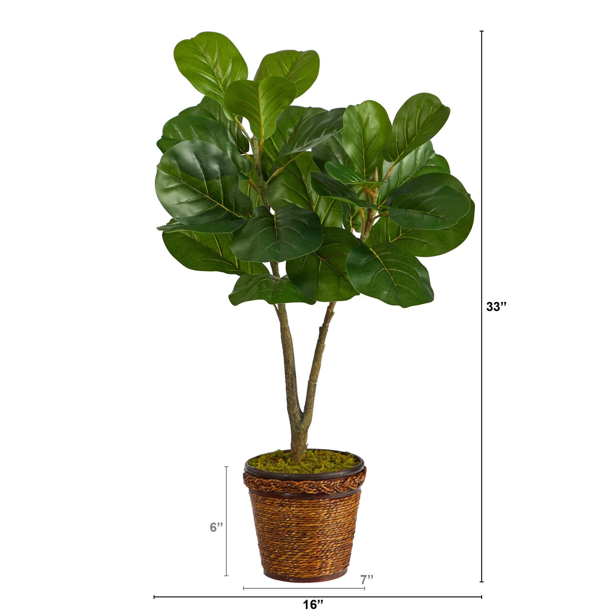 33” Fiddle Leaf Fig Artificial Tree in Basket - Image 2